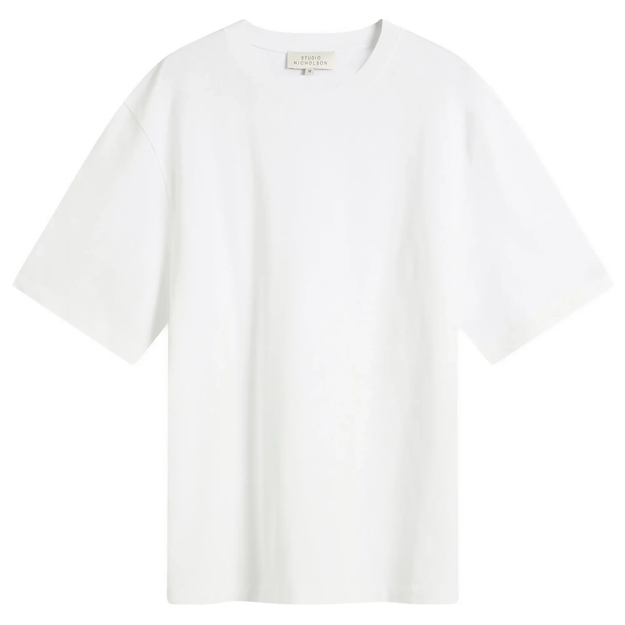 Studio Nicholson Men's Lay Branded Boxy Fit T-Shirt Optic White