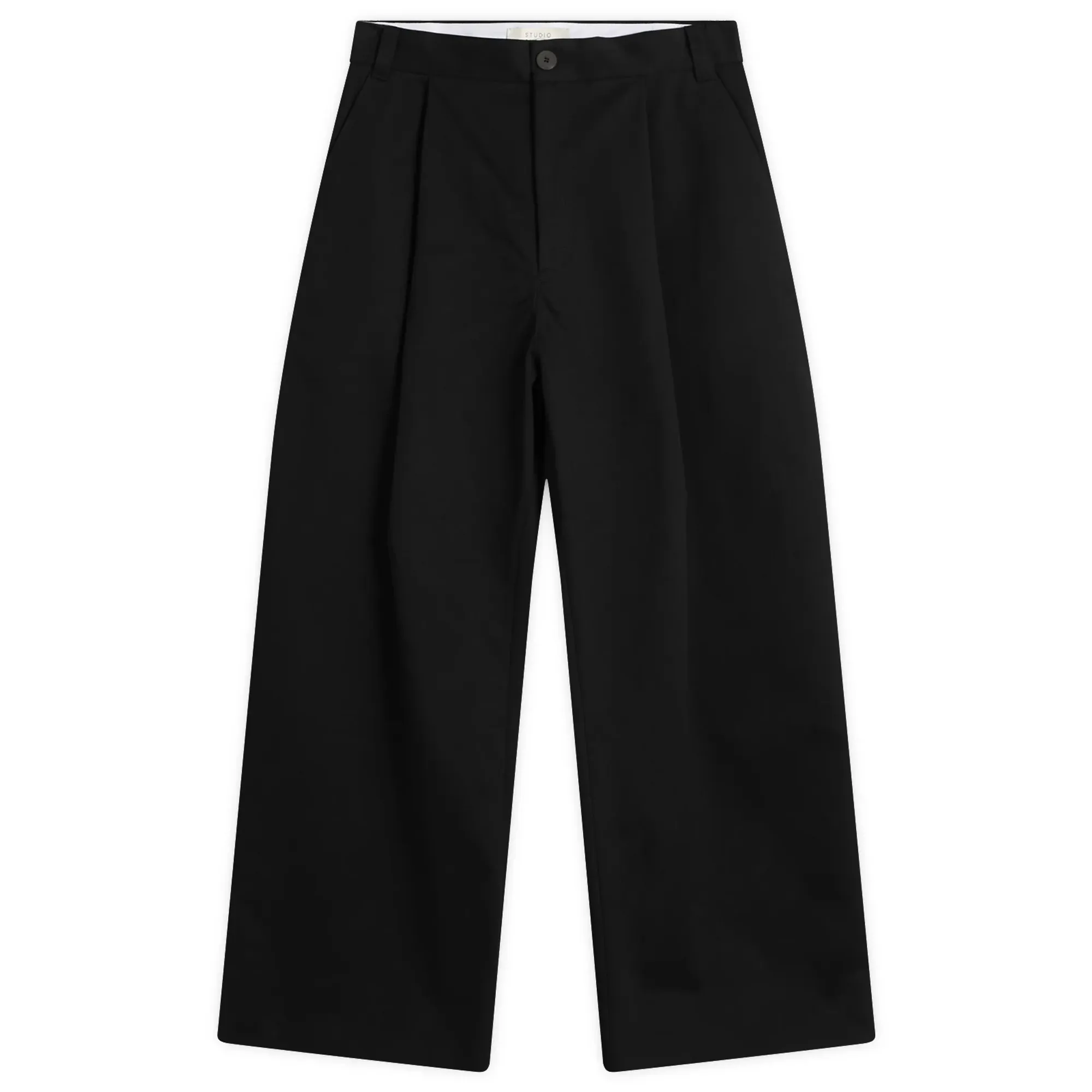 Studio Nicholson Men's Sorte Peached Cotton Pleat Volume Pant Black