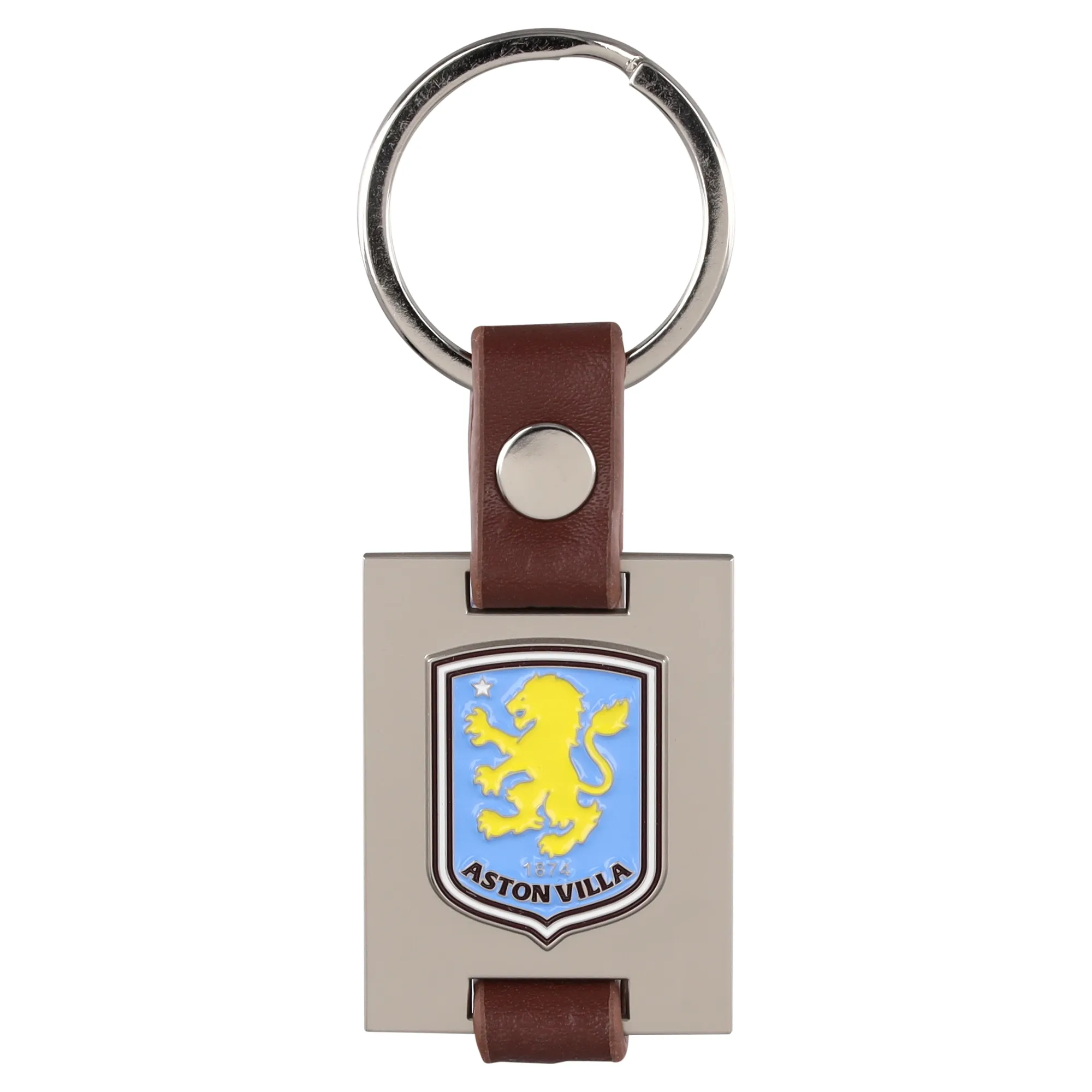 Aston Villa Metal & Leather Strap Keyring