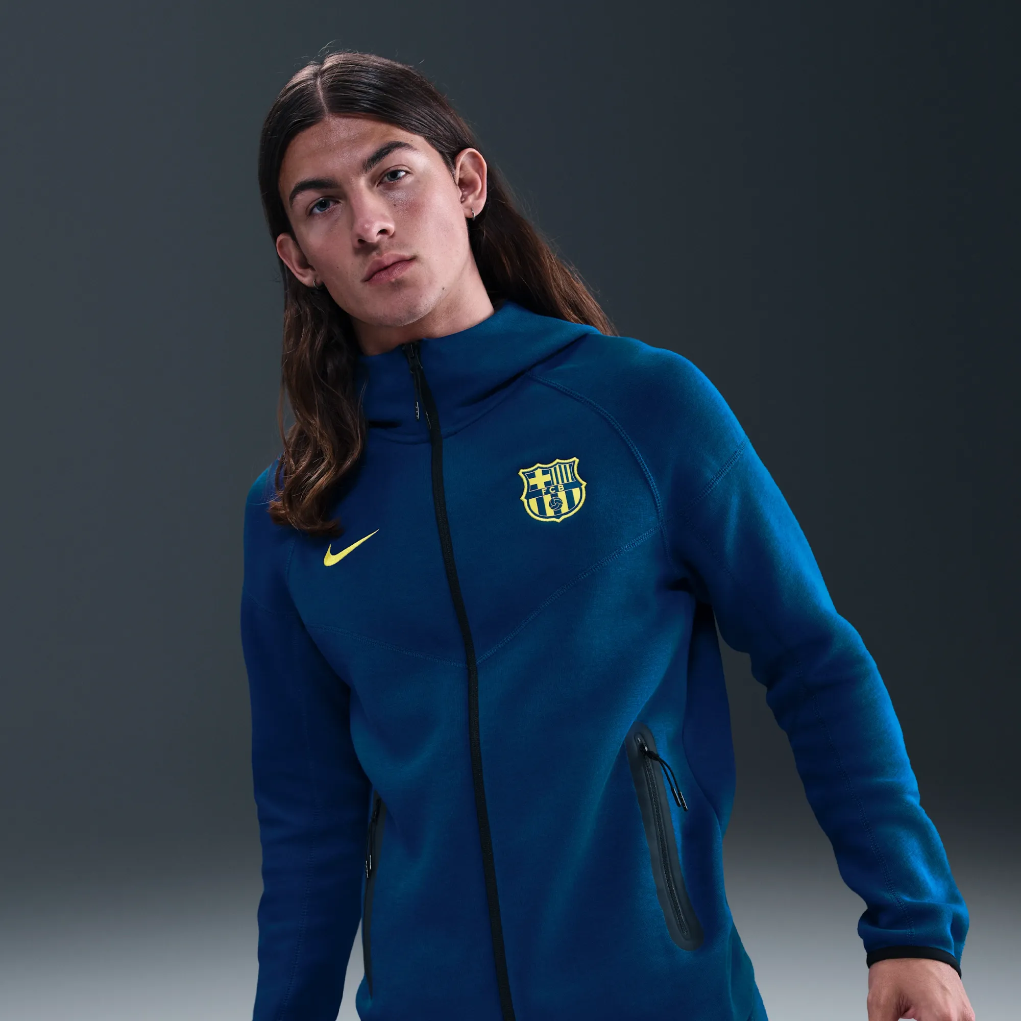 F.C. Barcelona Tech Windrunner Fourth Men's Nike Football Fleece Full-Zip Jacket - Blue - Cotton/Polyester