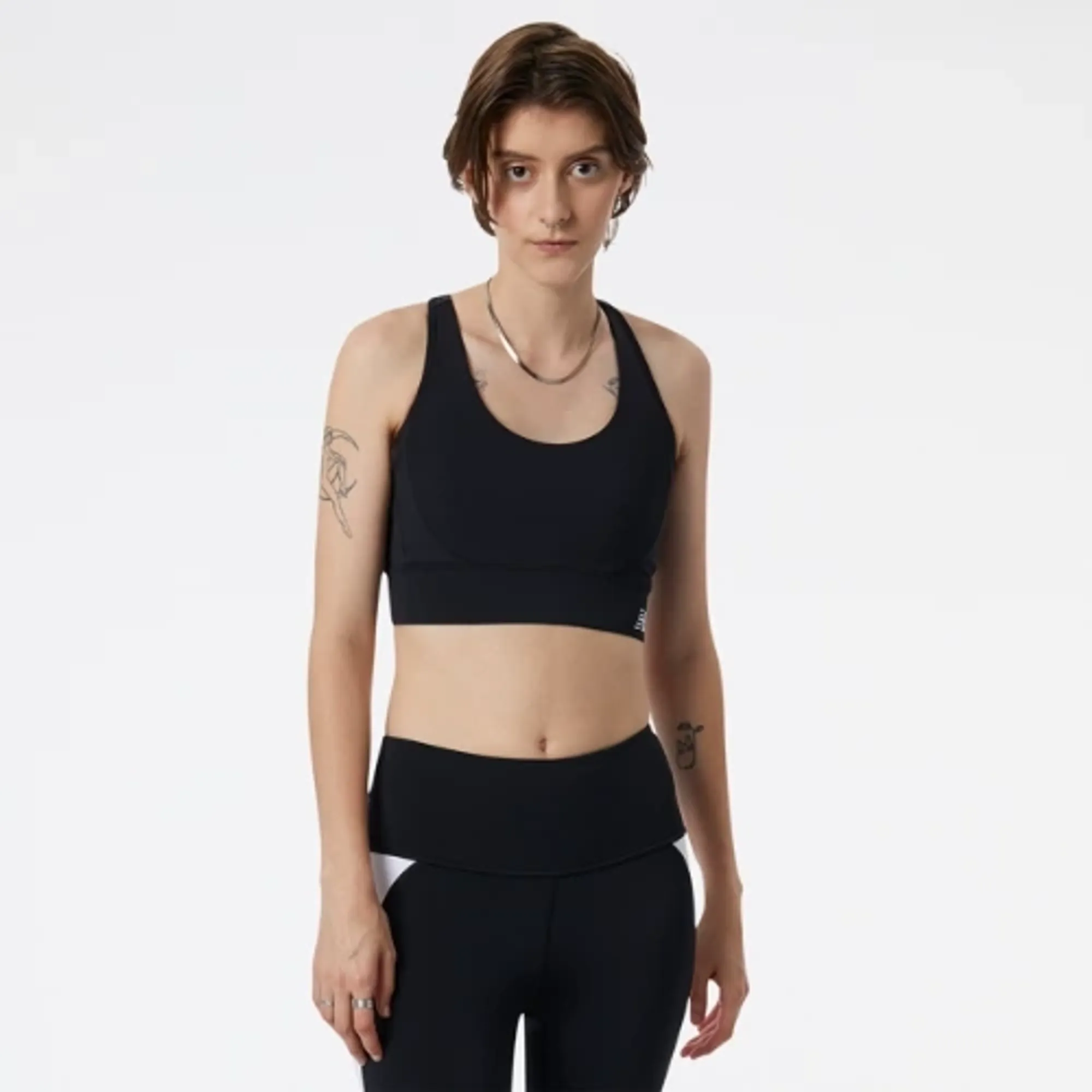 New Balance Women's NB Tech Training Fashion Bra in Black Poly Knit