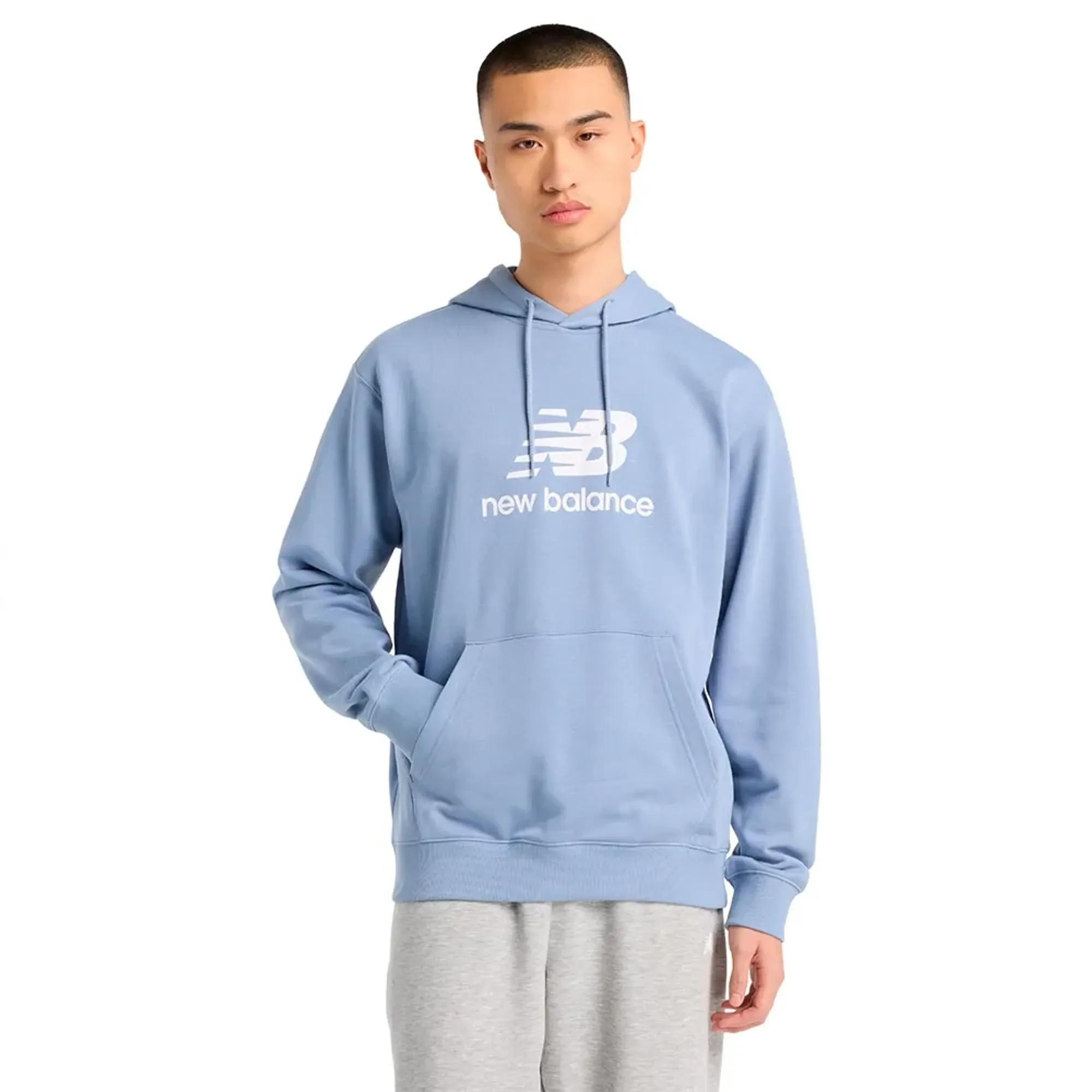 New Balance Men's Sport Essentials French Terry Logo Hoodie in Blue Cotton