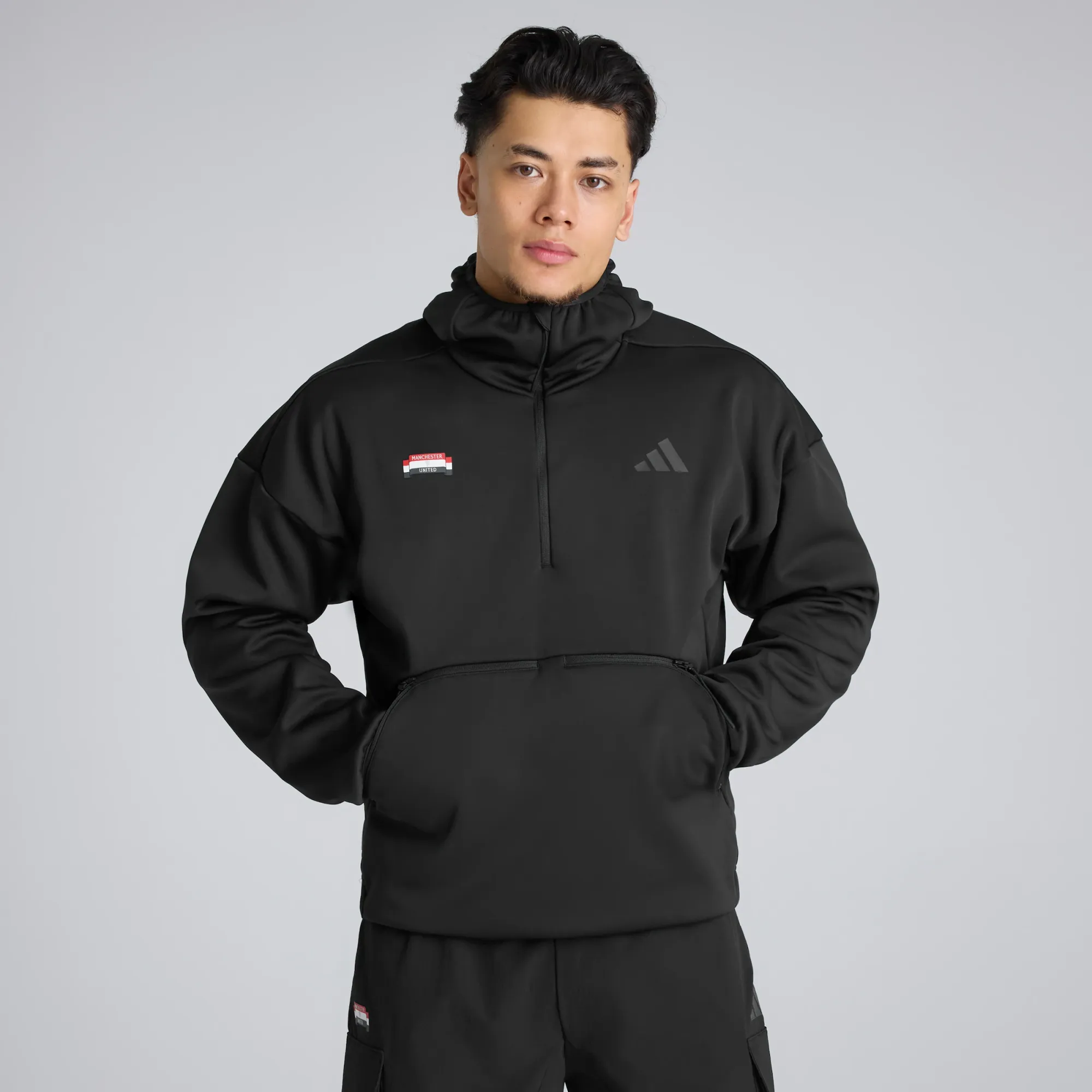 Manchester United x adidas City Tech Softshell 1/2-Zip Hoodie Black