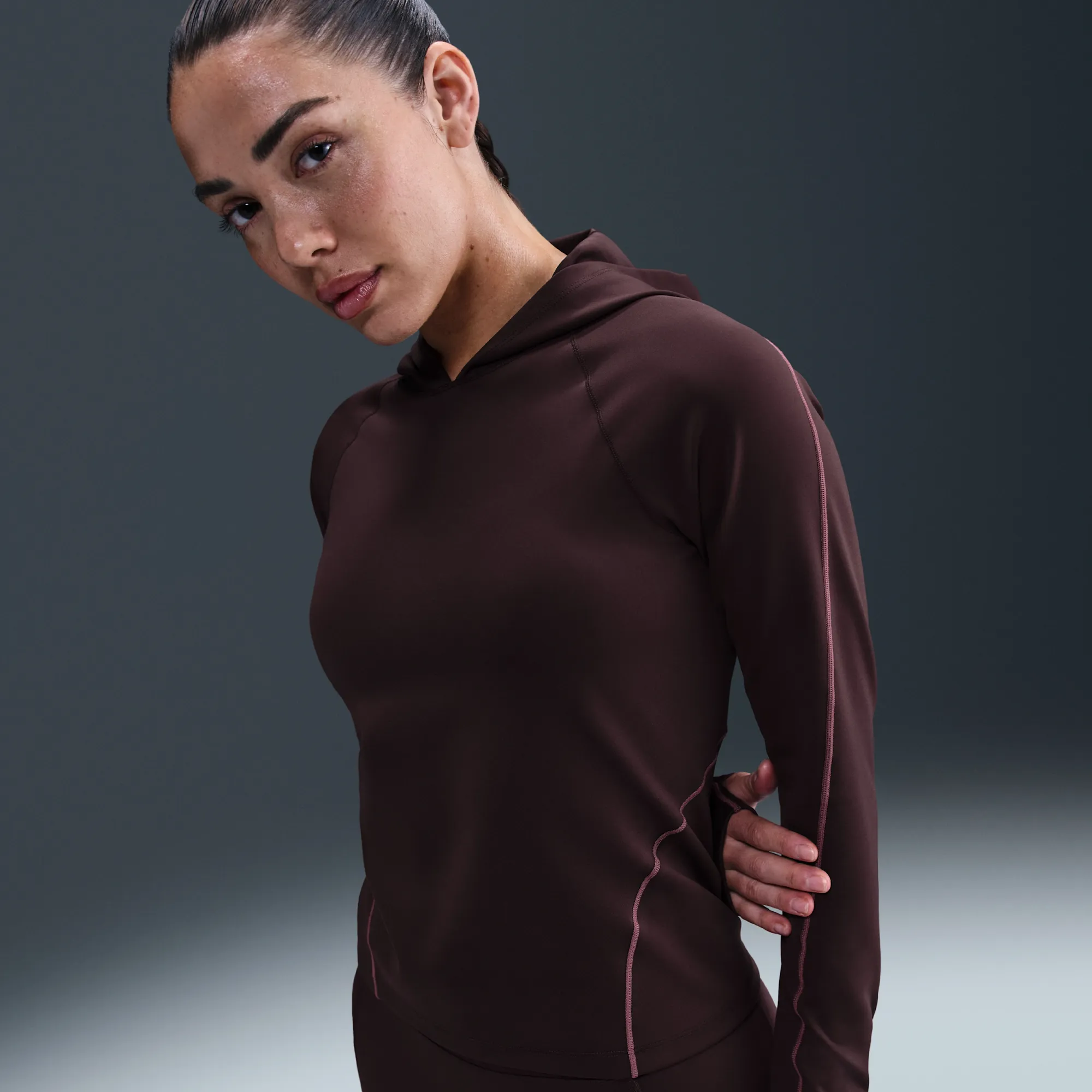 Nike Universa Women's Dri-FIT Slim Hooded Long-Sleeve Top - Red