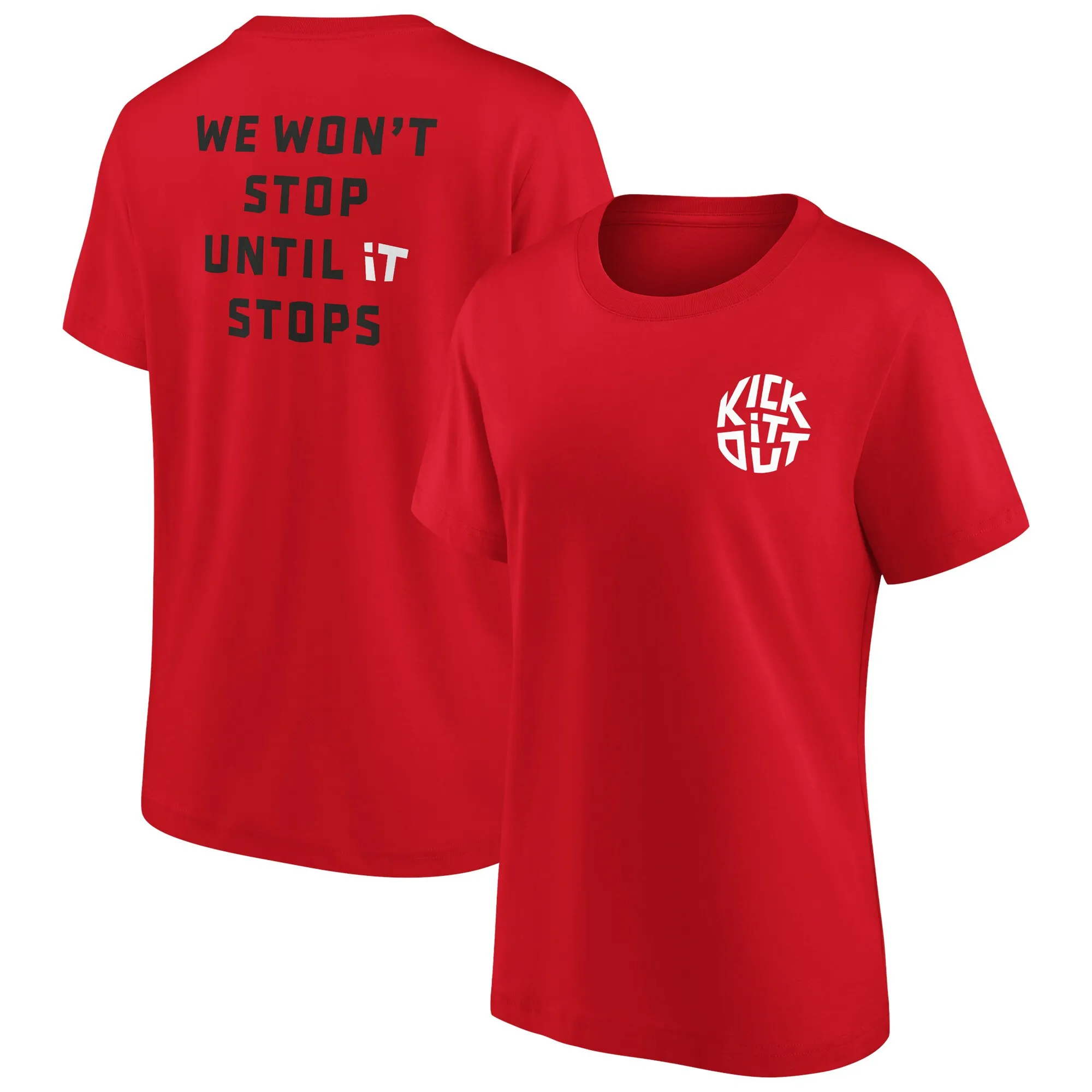 Kick It Out Slogan Graphic T-Shirt - Red/White - Womens