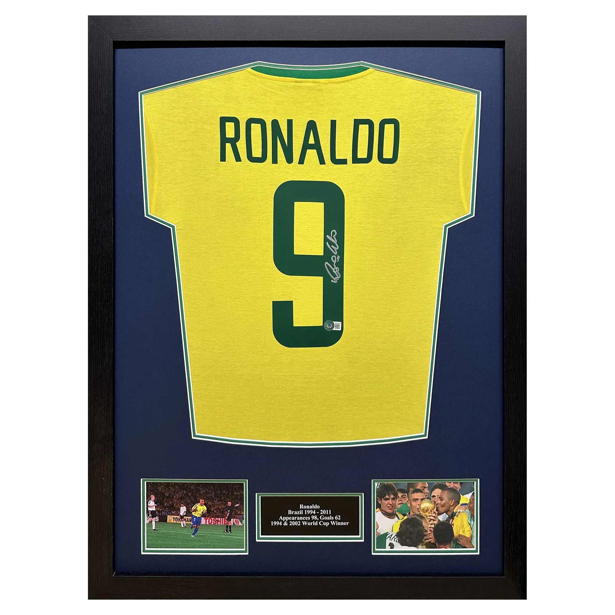 Ronaldo Signed Brazil Shirt - Framed