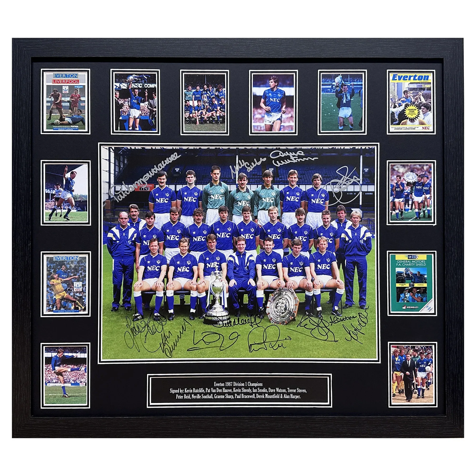 Everton 1987 Champions Photo Signed By 12 - Framed