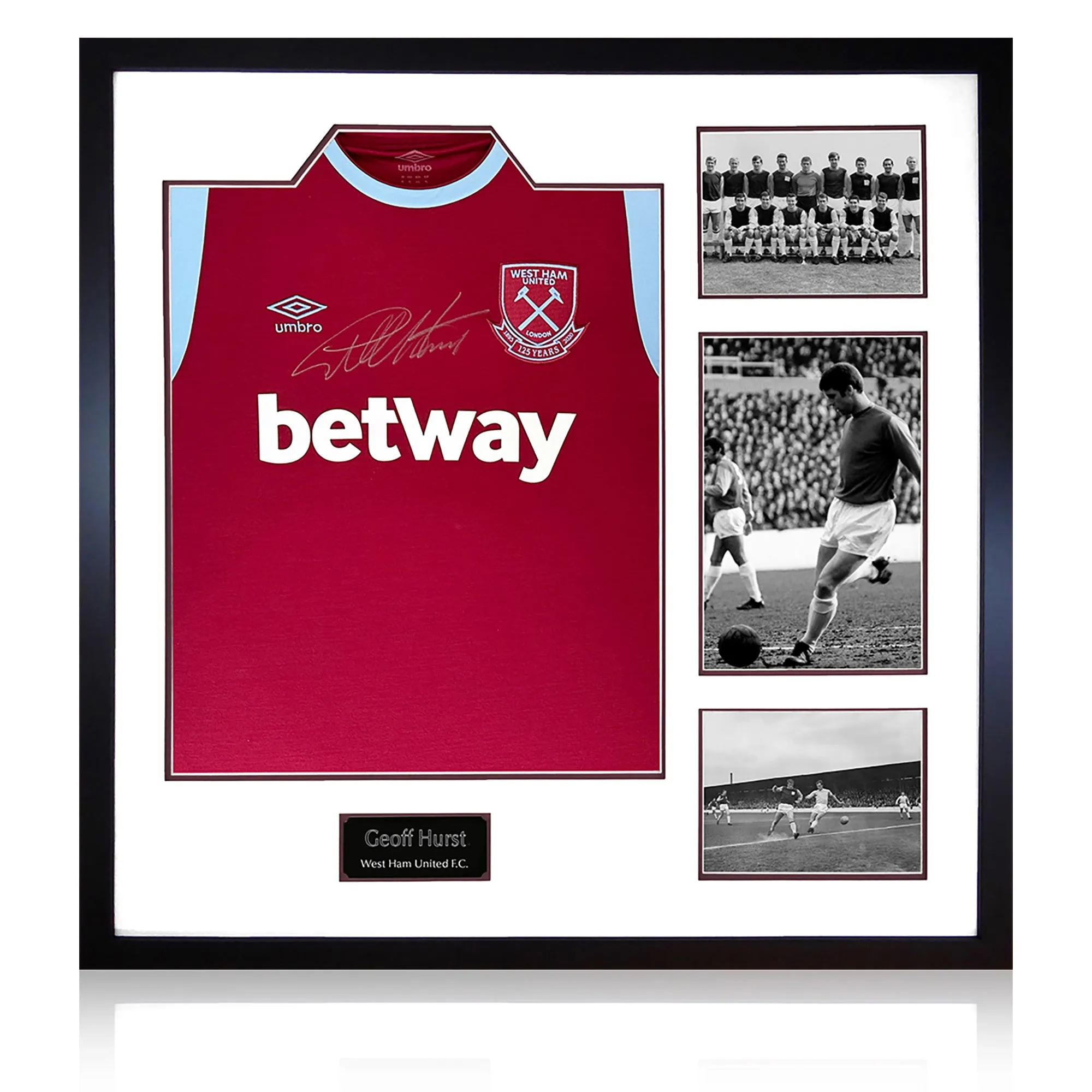Geoff Hurst Signed West Ham United Shirt Elite Frame