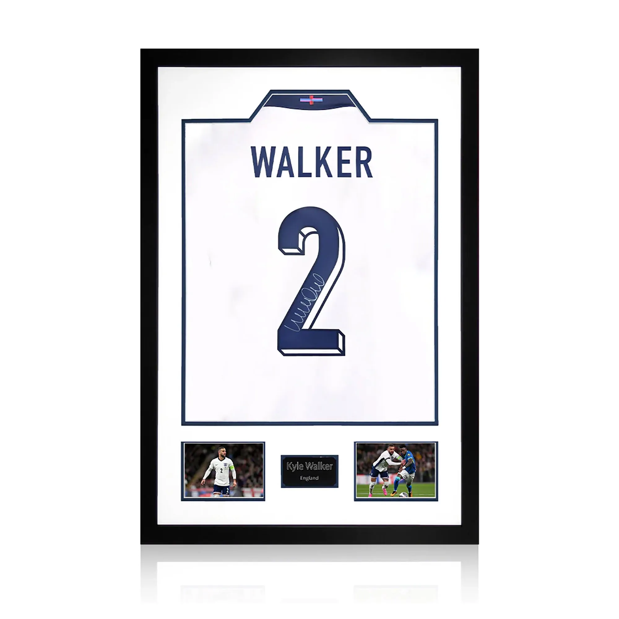 Kyle Walker Signed England Shirt Premium Frame