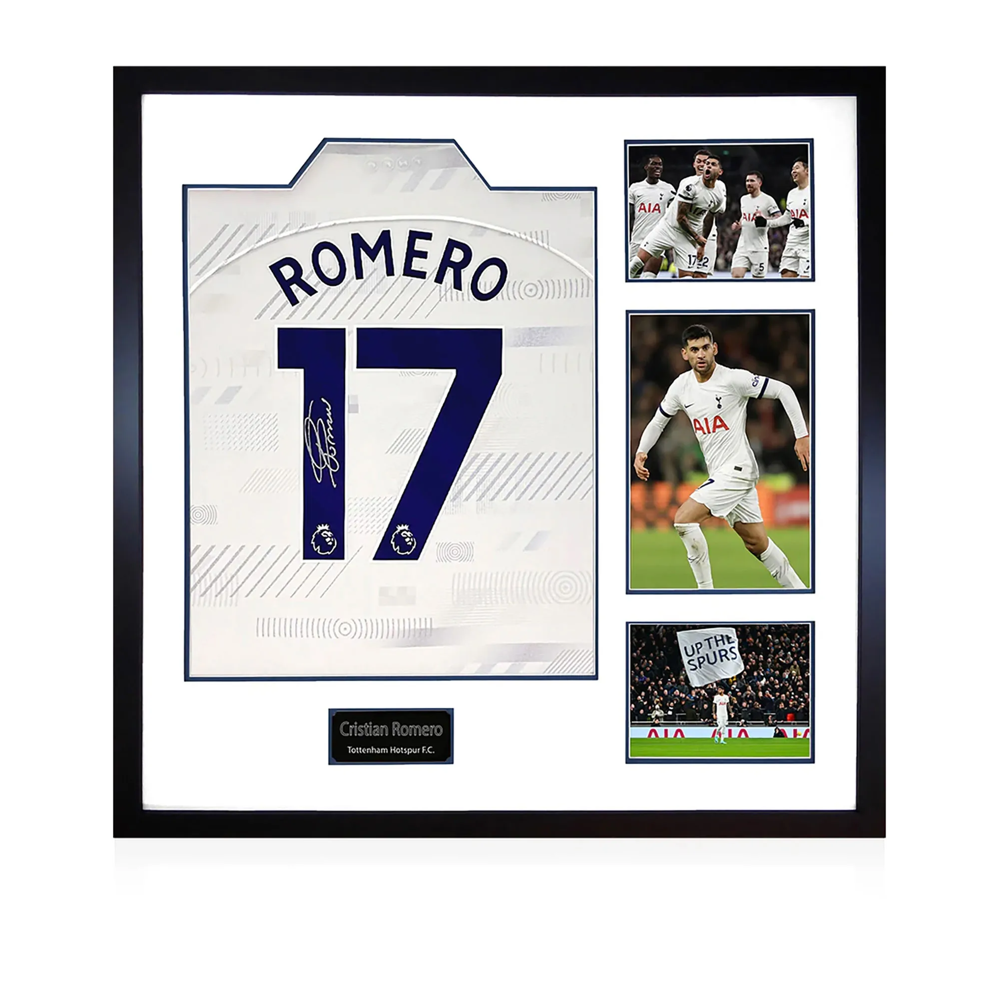 Cristian Romero Signed Tottenham Hotspur Shirt Elite Frame