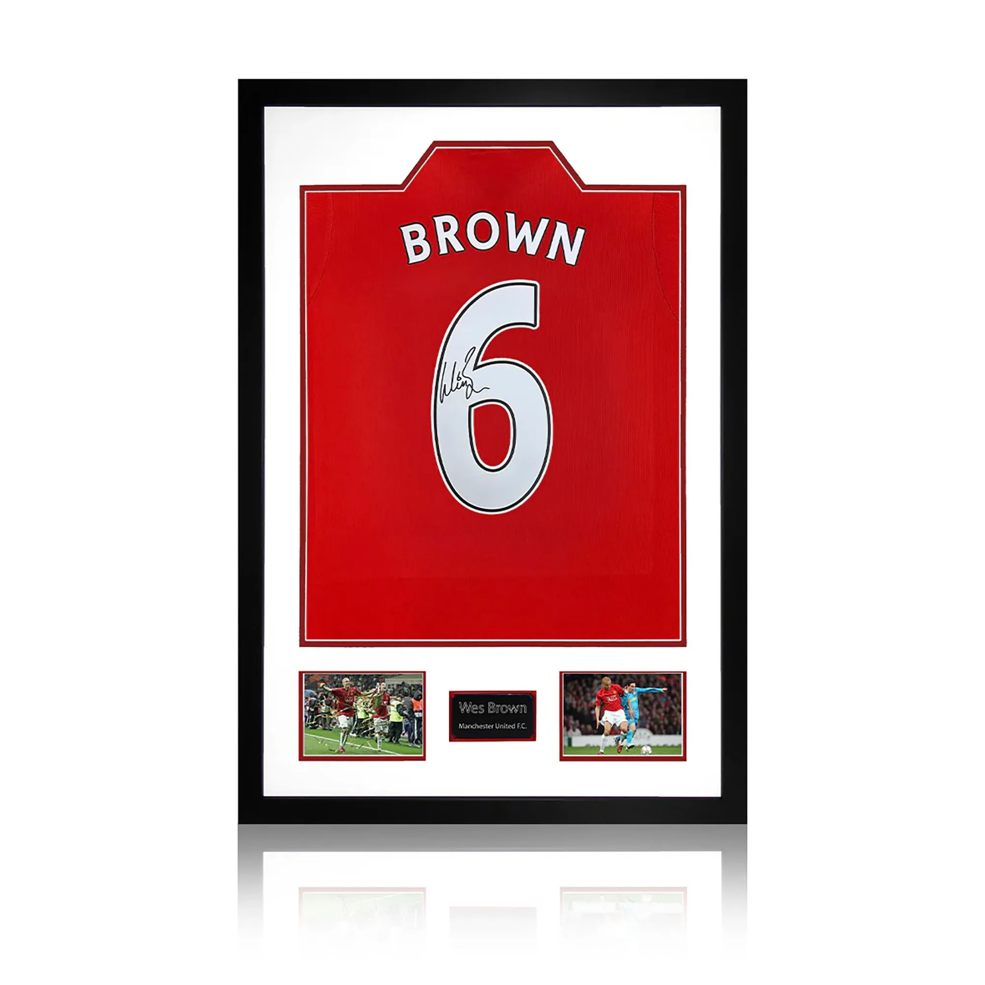 Wes Brown Signed Manchester United Shirt Premium Frame