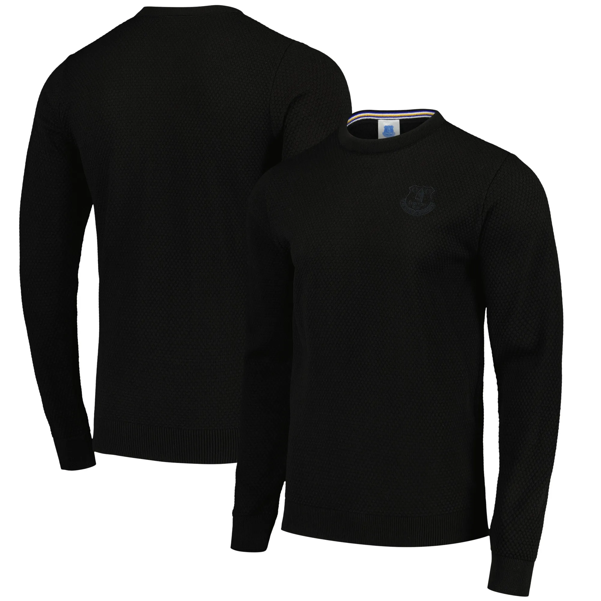 Everton Textured Stripe Crew Jumper - Navy - Mens