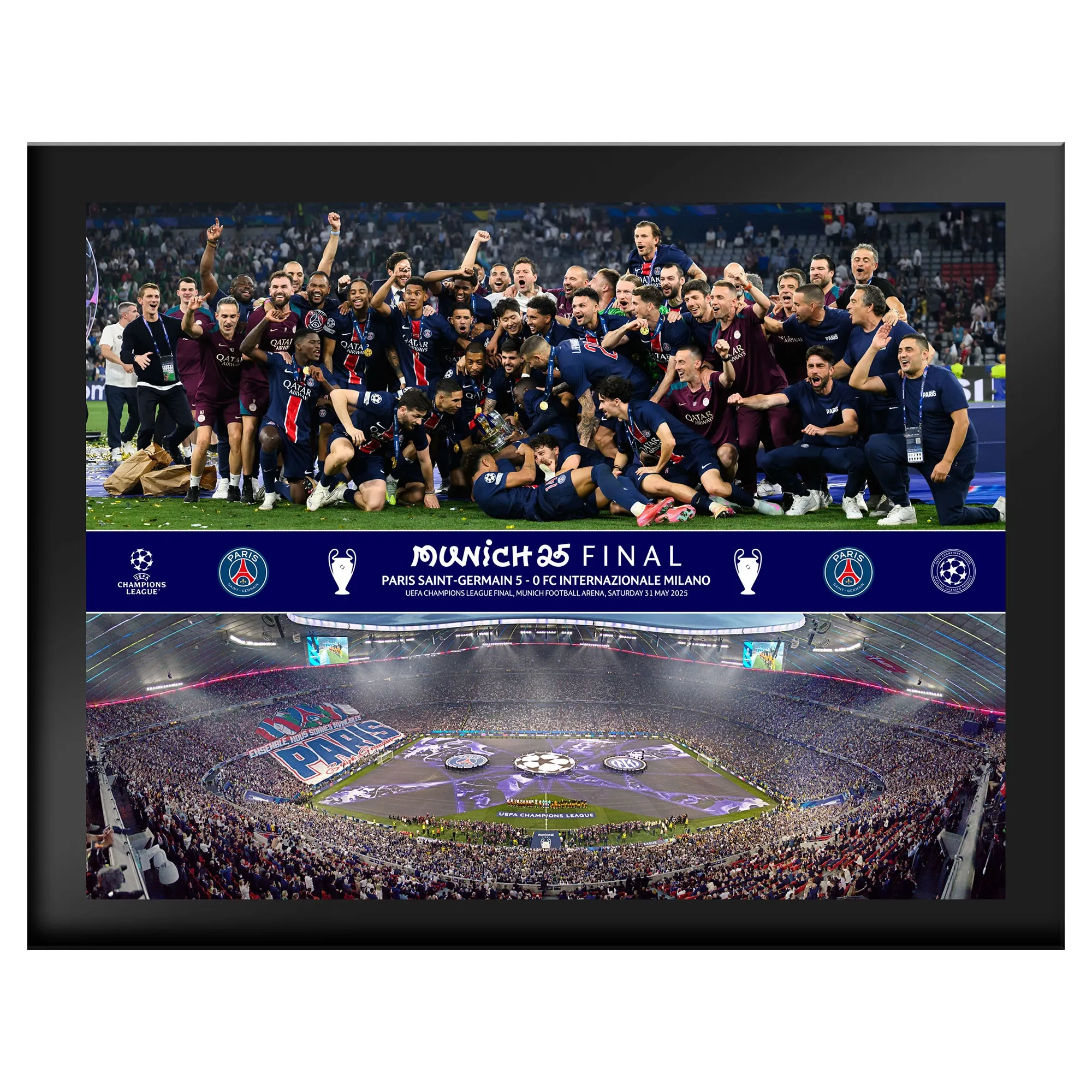PSG Champions of Europe Line Up & Trophy Lift Celebration - 6x8 Glass Frame