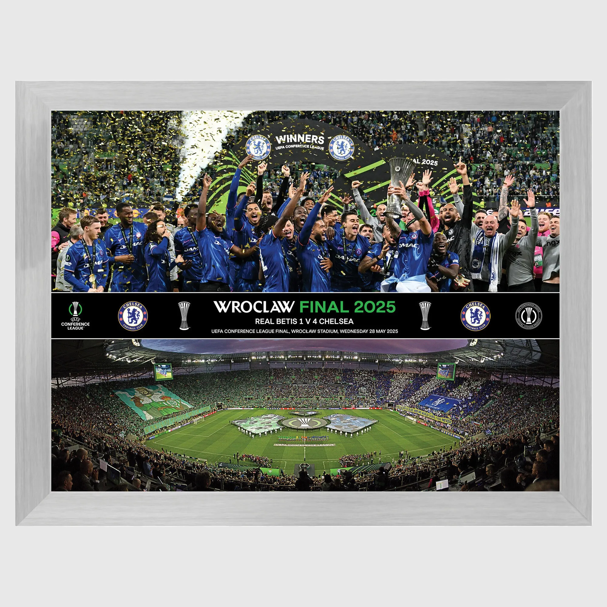 Chelsea UEFA Conference Winners - Trophy Lift & Line Up 16 x 12 - Frame