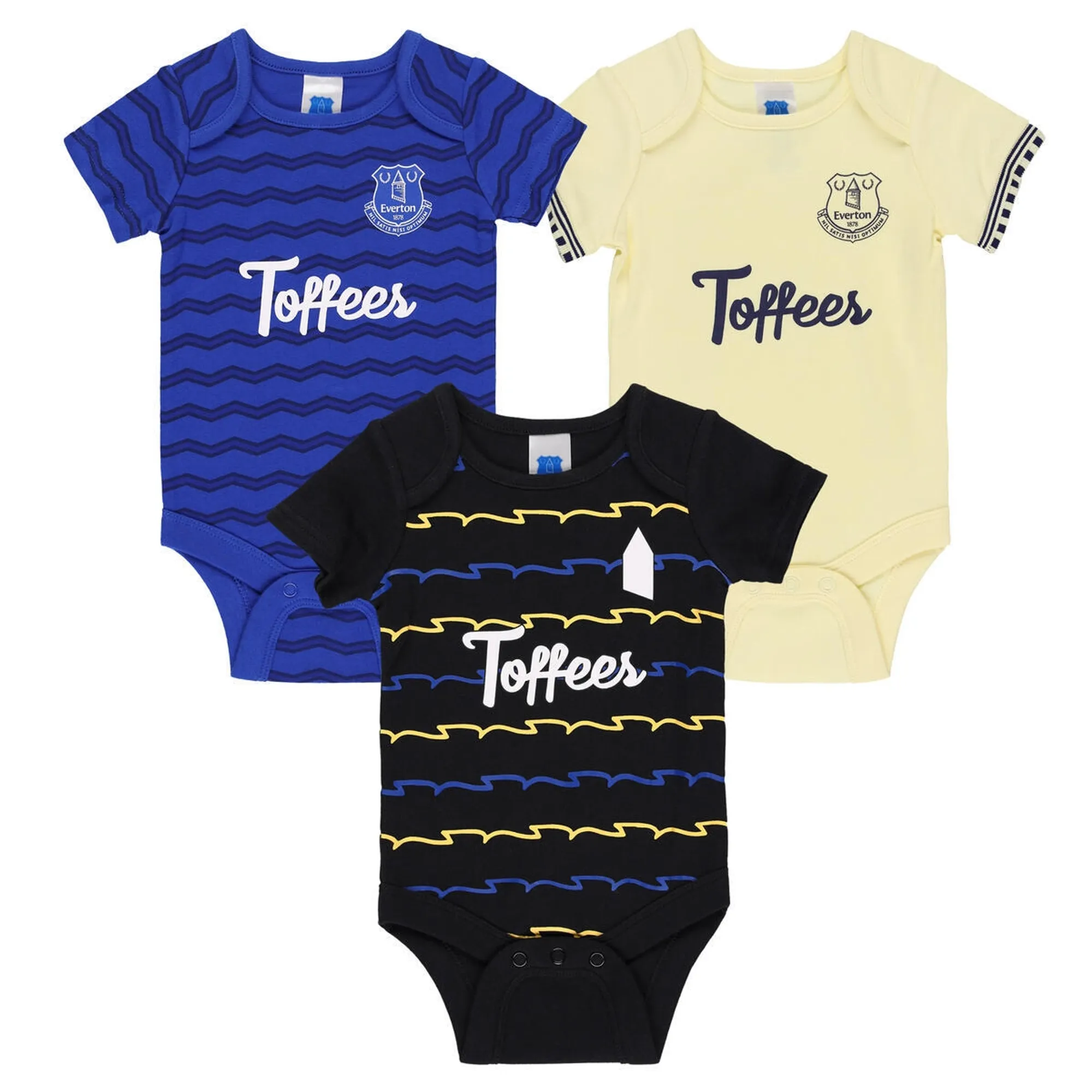 Everton Kit 3pk Bodysuits - Royal/Yellow/Black - Baby