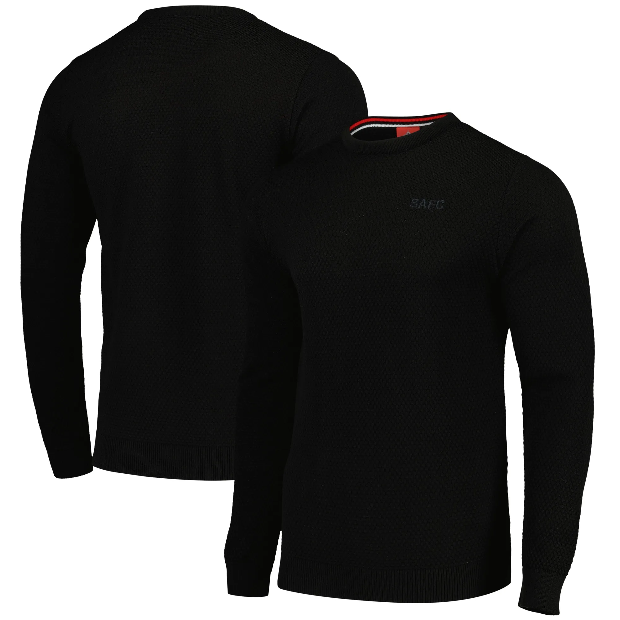 Sunderland Waffle Knit Crew Neck Jumper - Black - Mens