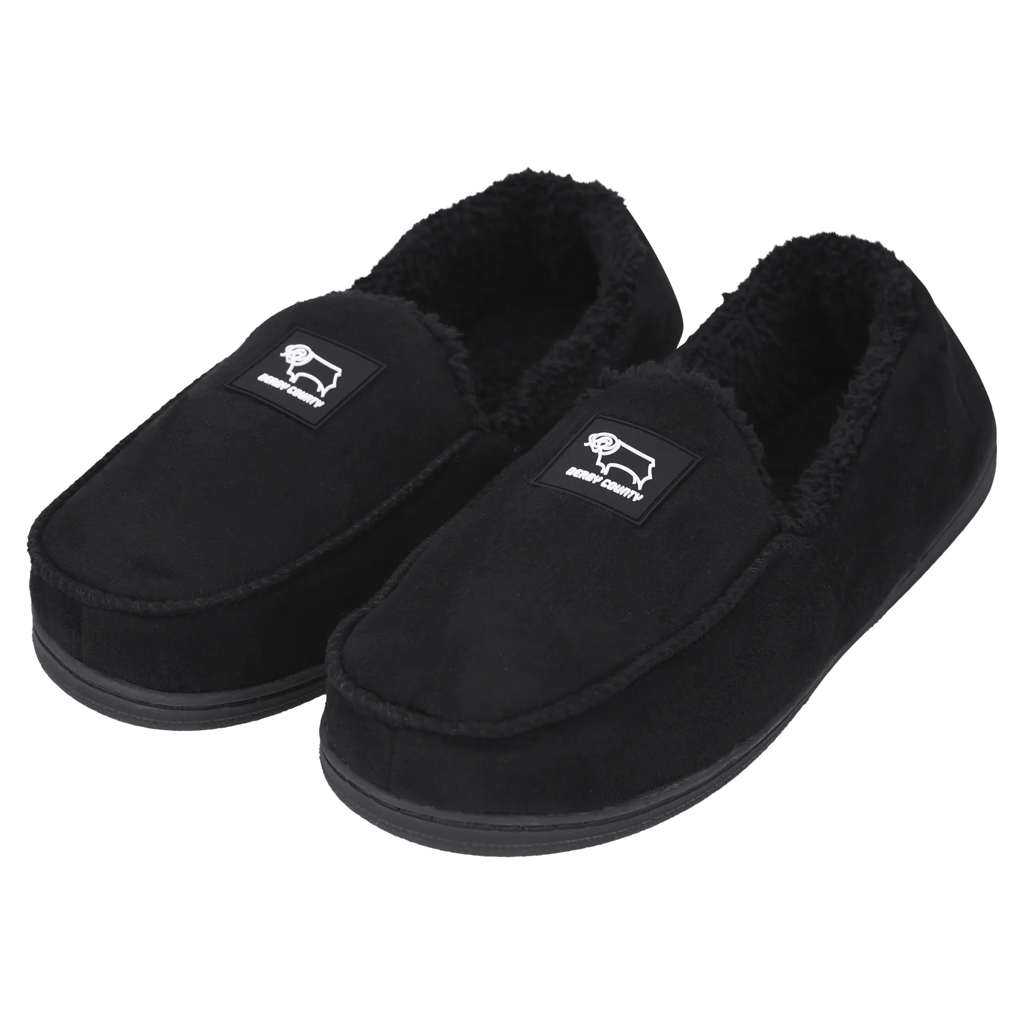 Derby County Moccasin Slippers - Black - Mens