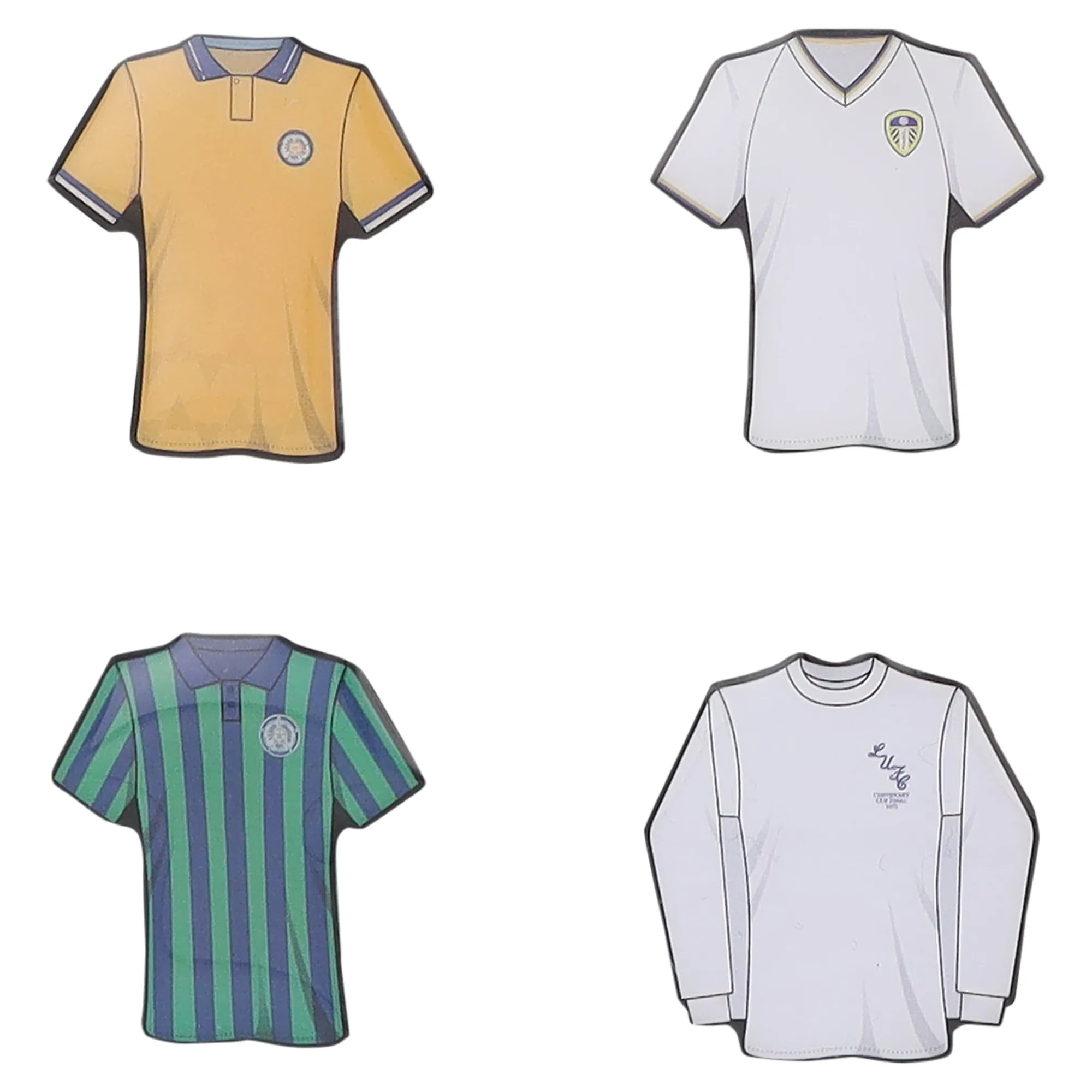 Leeds United Retro Shirt Pin Badge Set - 4 Pack