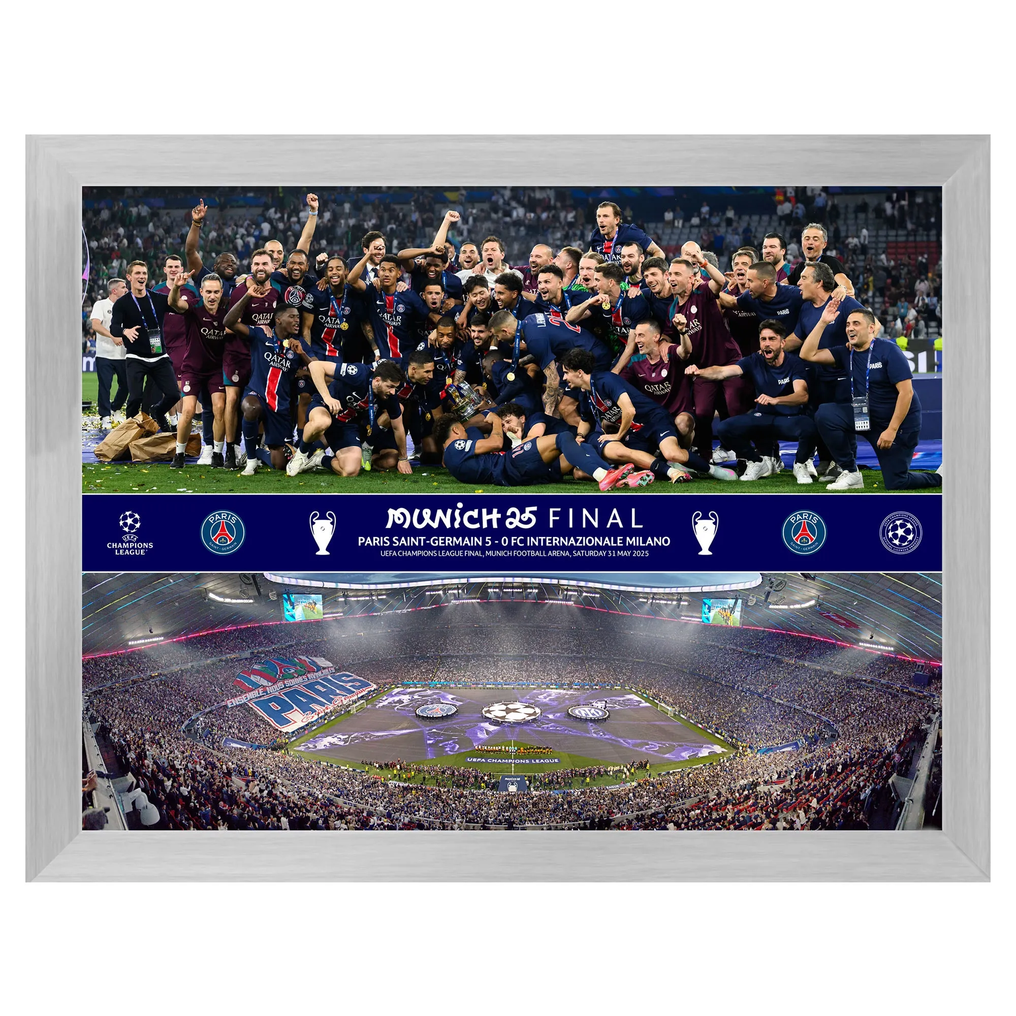 PSG Champions of Europe Trophy Lift Celebration - 16x12 Frame