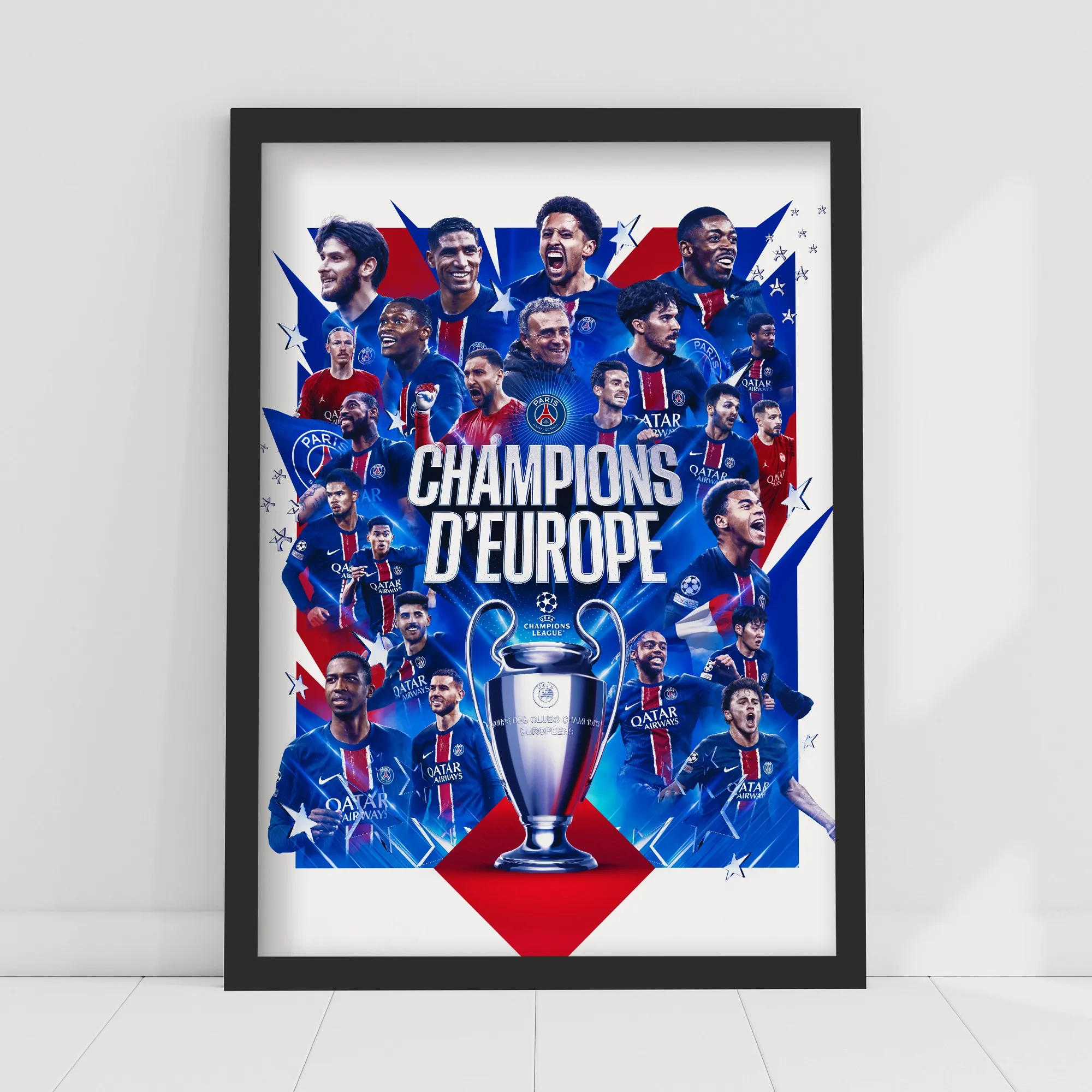 PSG Champions of Europe 2025 Framed Print - A3