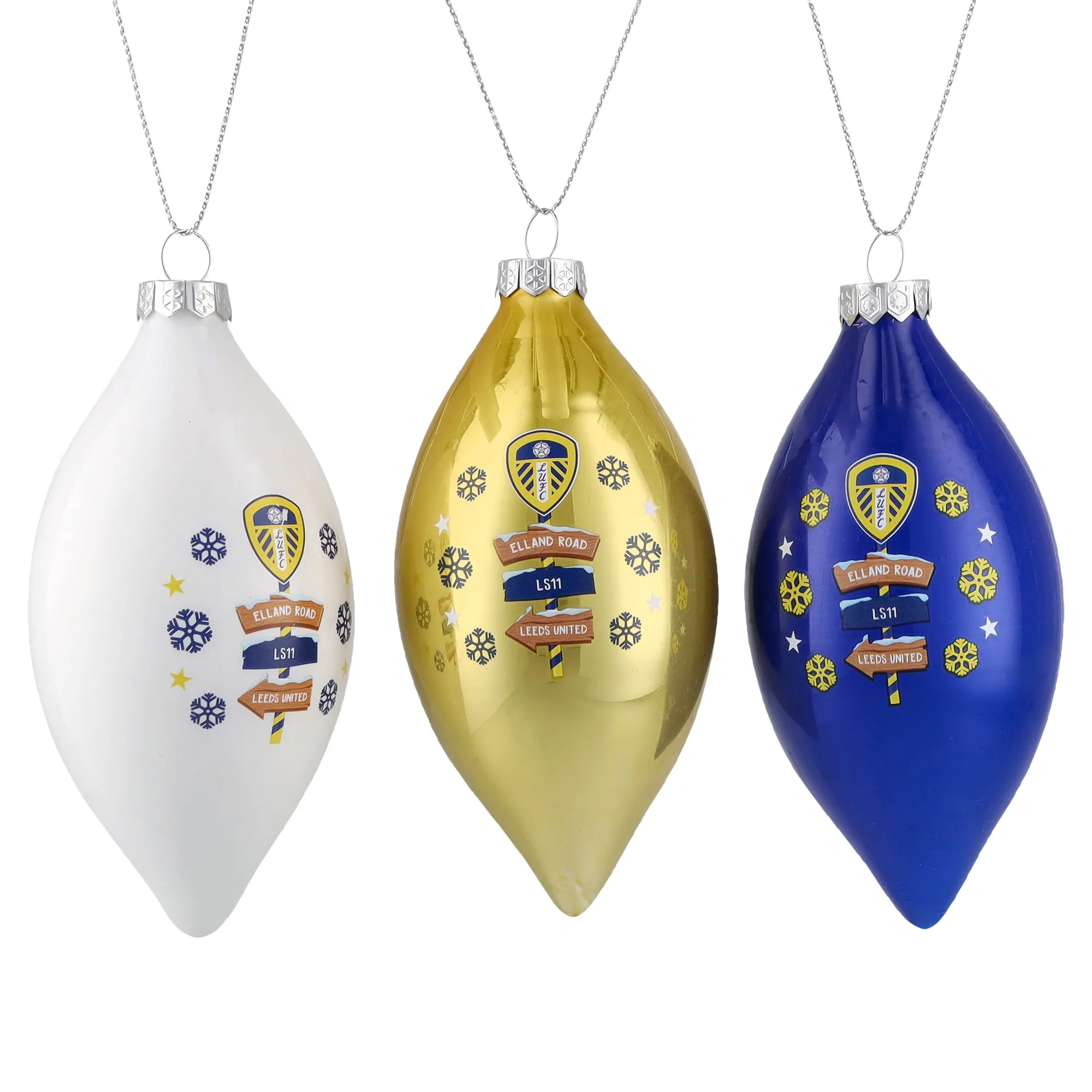 Leeds United Elland Rd This Way 3Pk Teardrop Bauble
