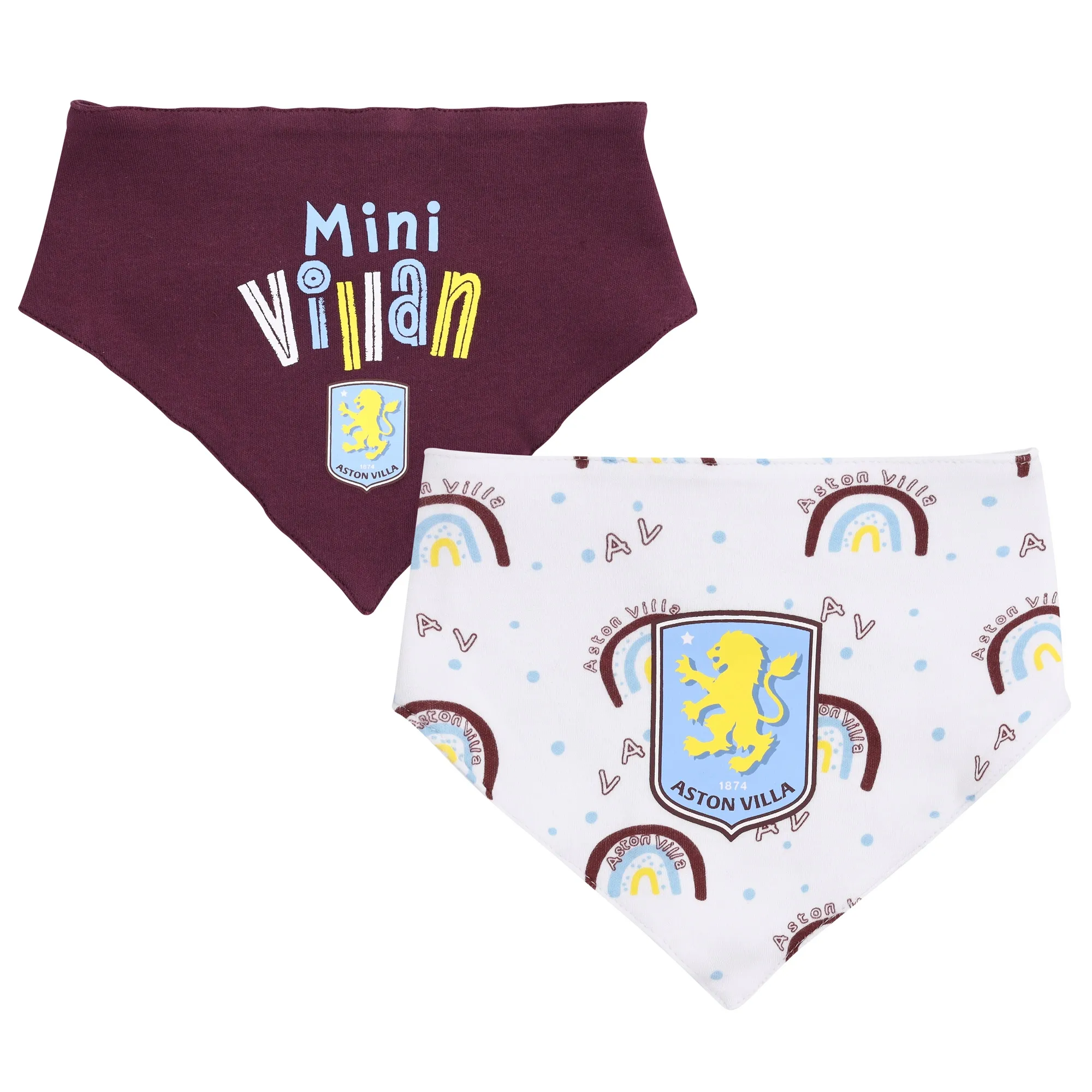 Aston Villa 2 Pack Dribblers - Claret/White - Baby