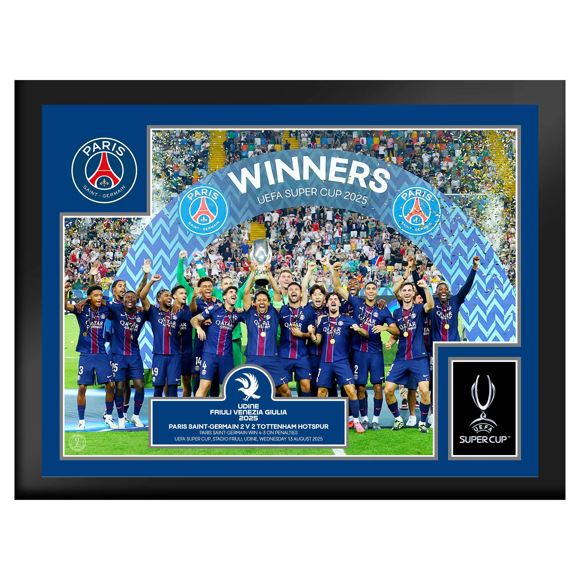 PSG UEFA Super Cup Winners - 6x8 Trophy Lift Celebration Frame