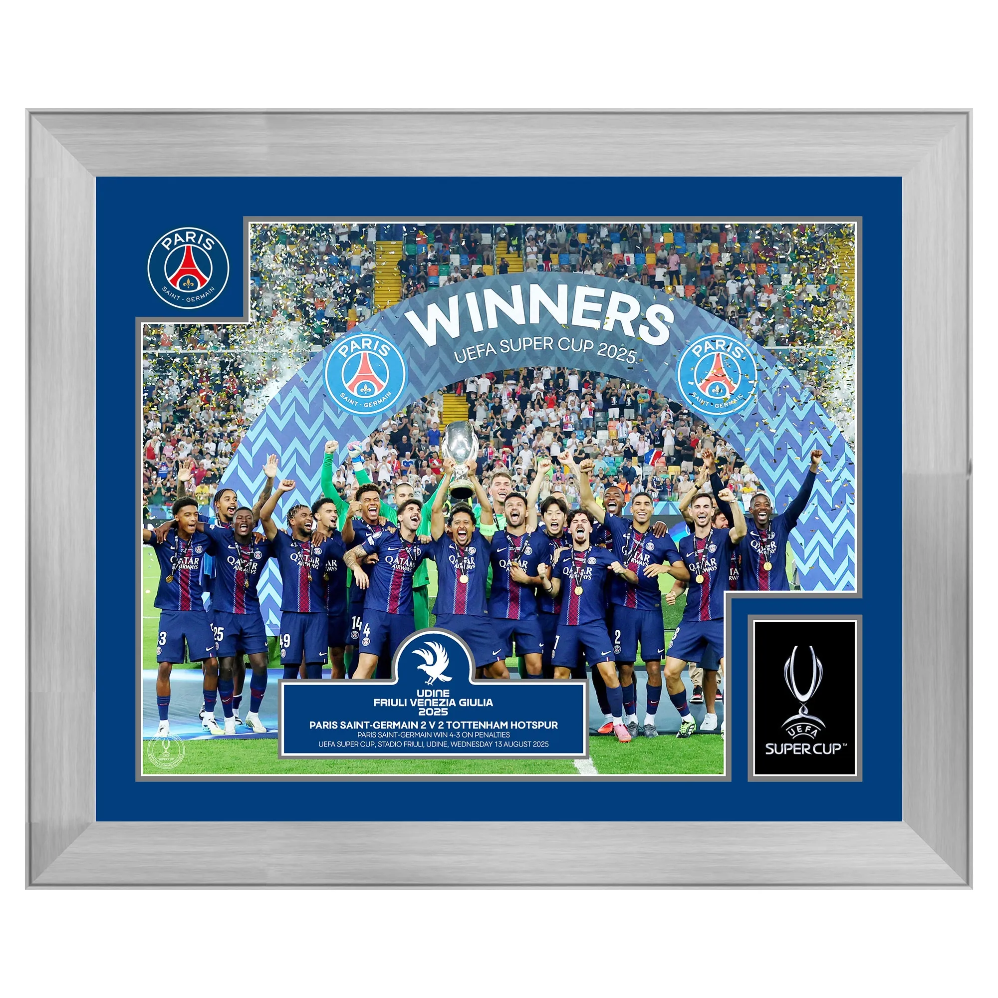 PSG UEFA Super Cup Winners - 20x16 Trophy Lift Celebration Frame