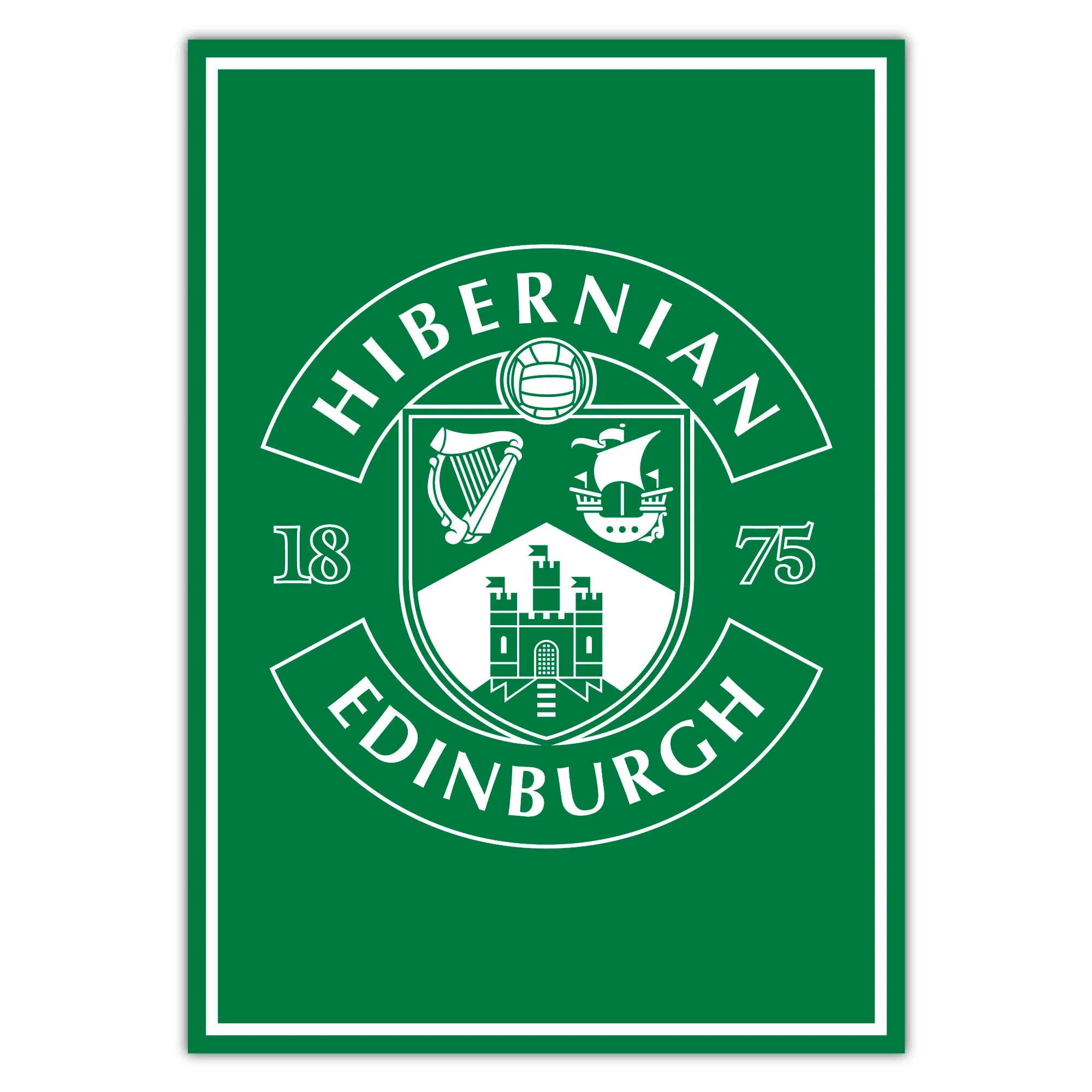 Hibernian Crest Green Background Print - Unframed A3