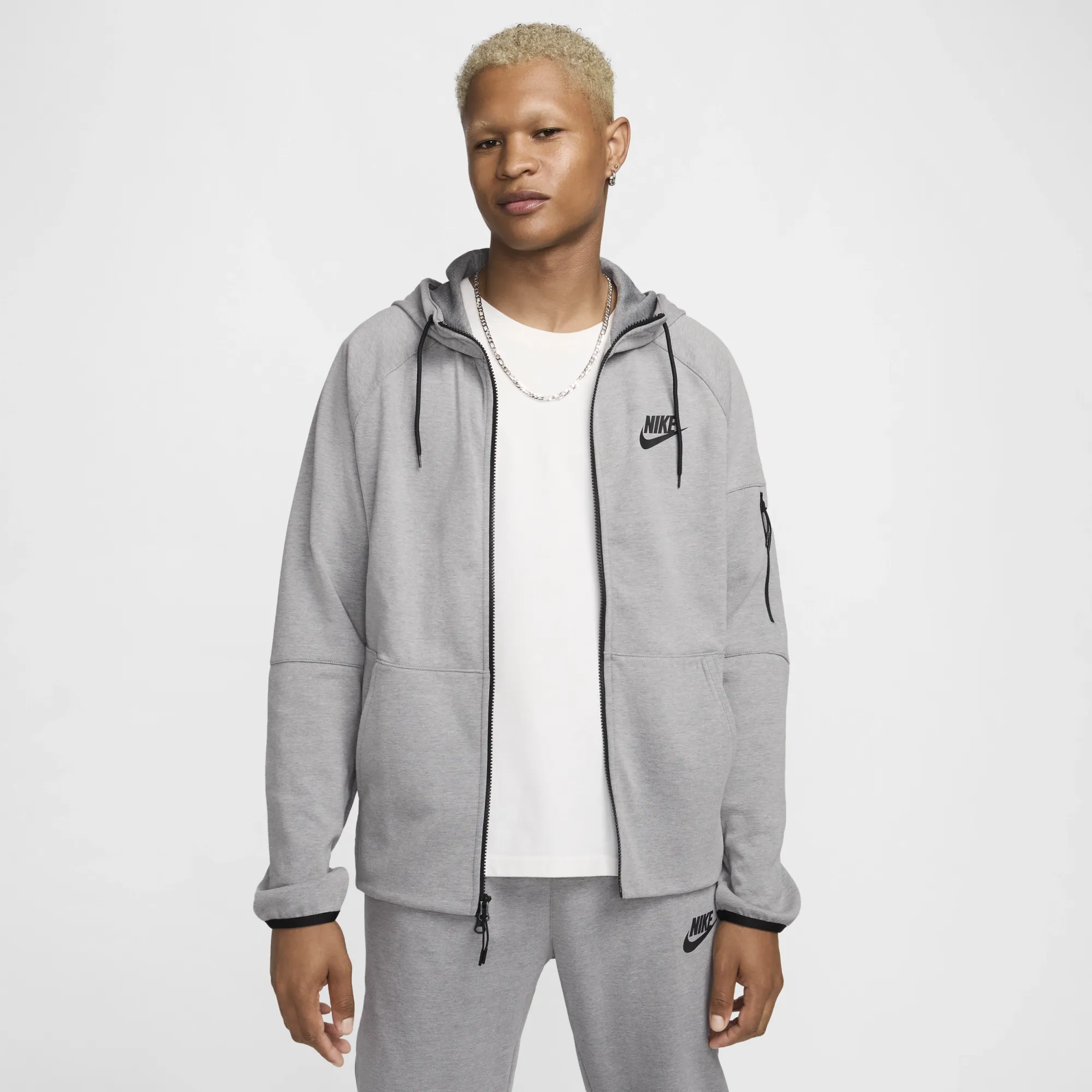 Nike Tech Essentials Men's Full-Zip Fleece Hoodie - Grey - Cotton/Polyester