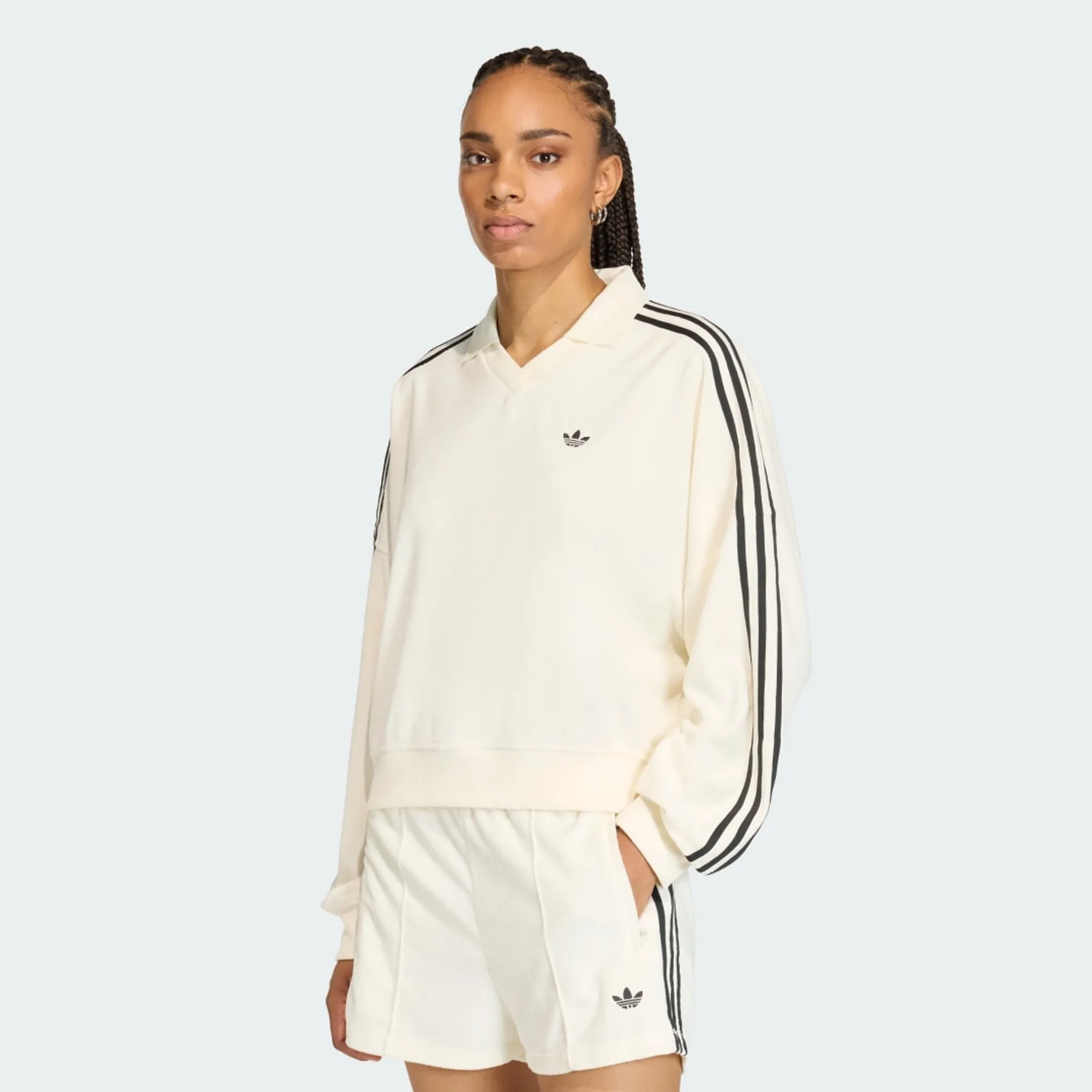 adidas TERRY TOWEL V NECK LONG SLEEVES Polo Shirt