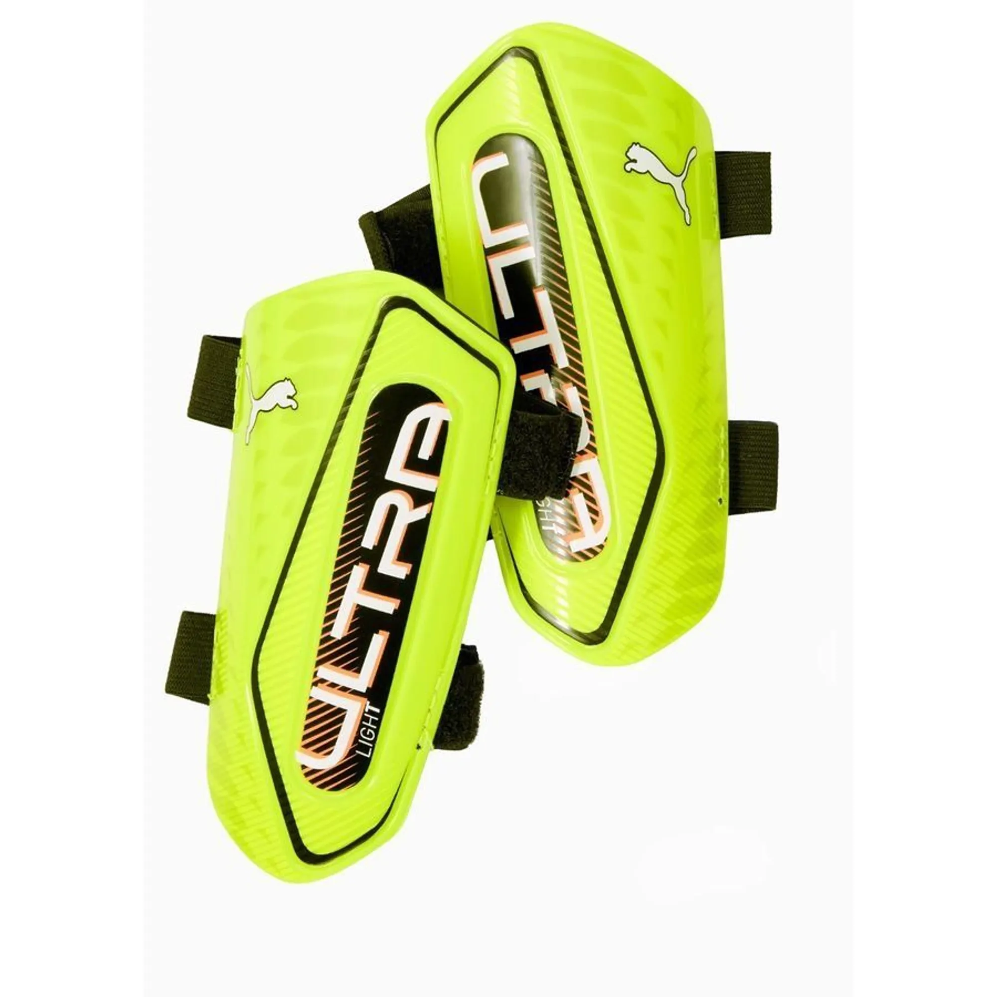 PUMA Ultra Light Football Strap Shinguards, Lime Squeeze/Black, size Large