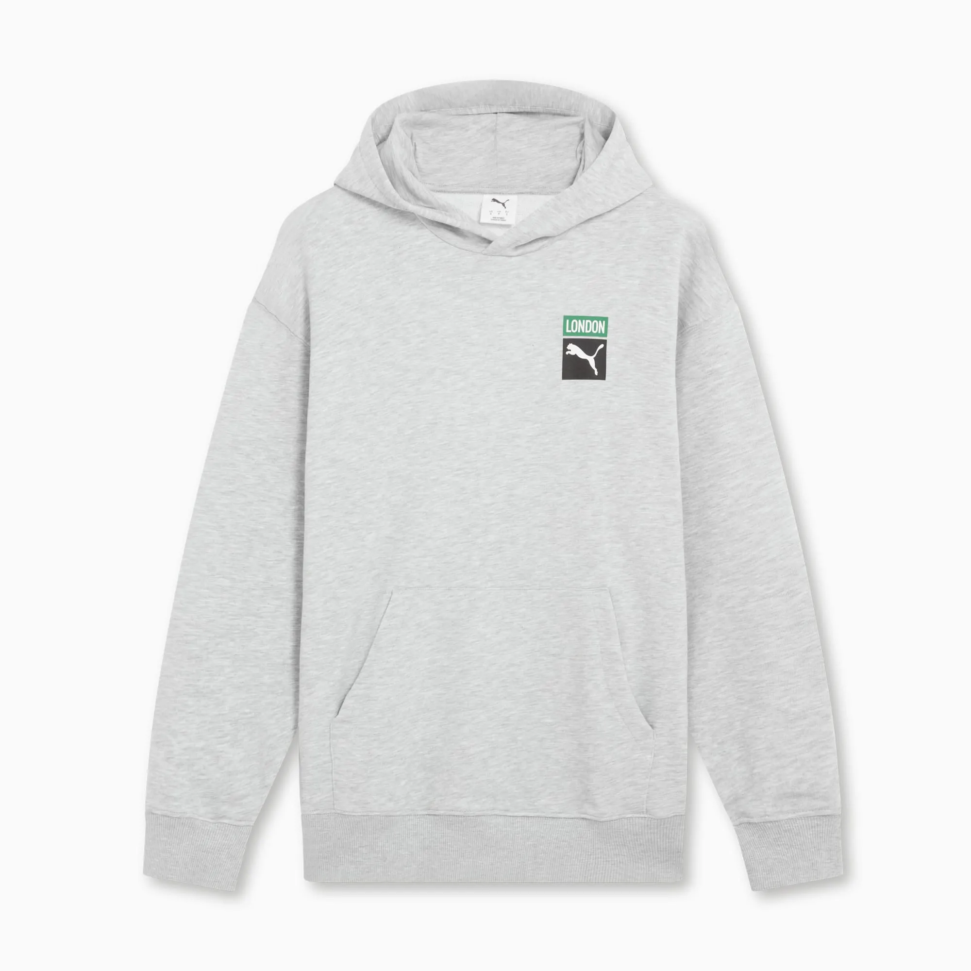 PUMA Graphic Box LDN Hoodie Men, Light Grey Heather, size 3XL