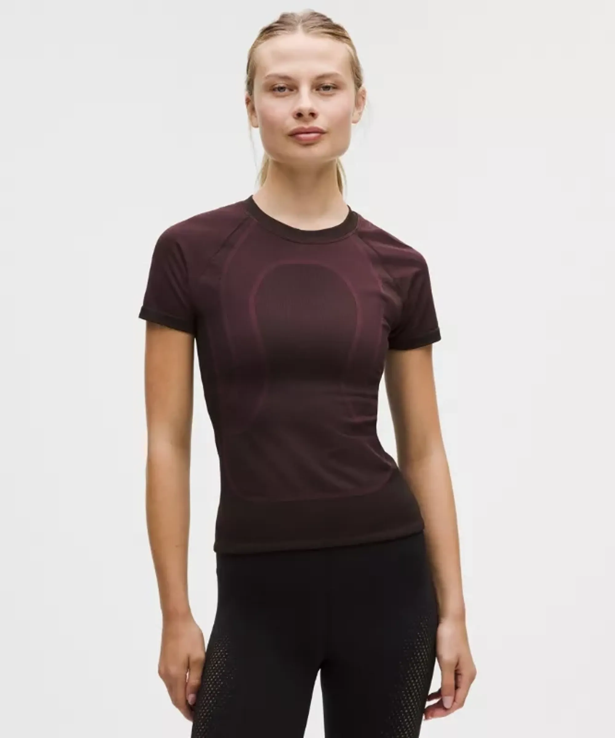 lululemon – Women's Seamless Training Short-Sleeve Shirt SLNSH Collection – Color Purple – Size Large