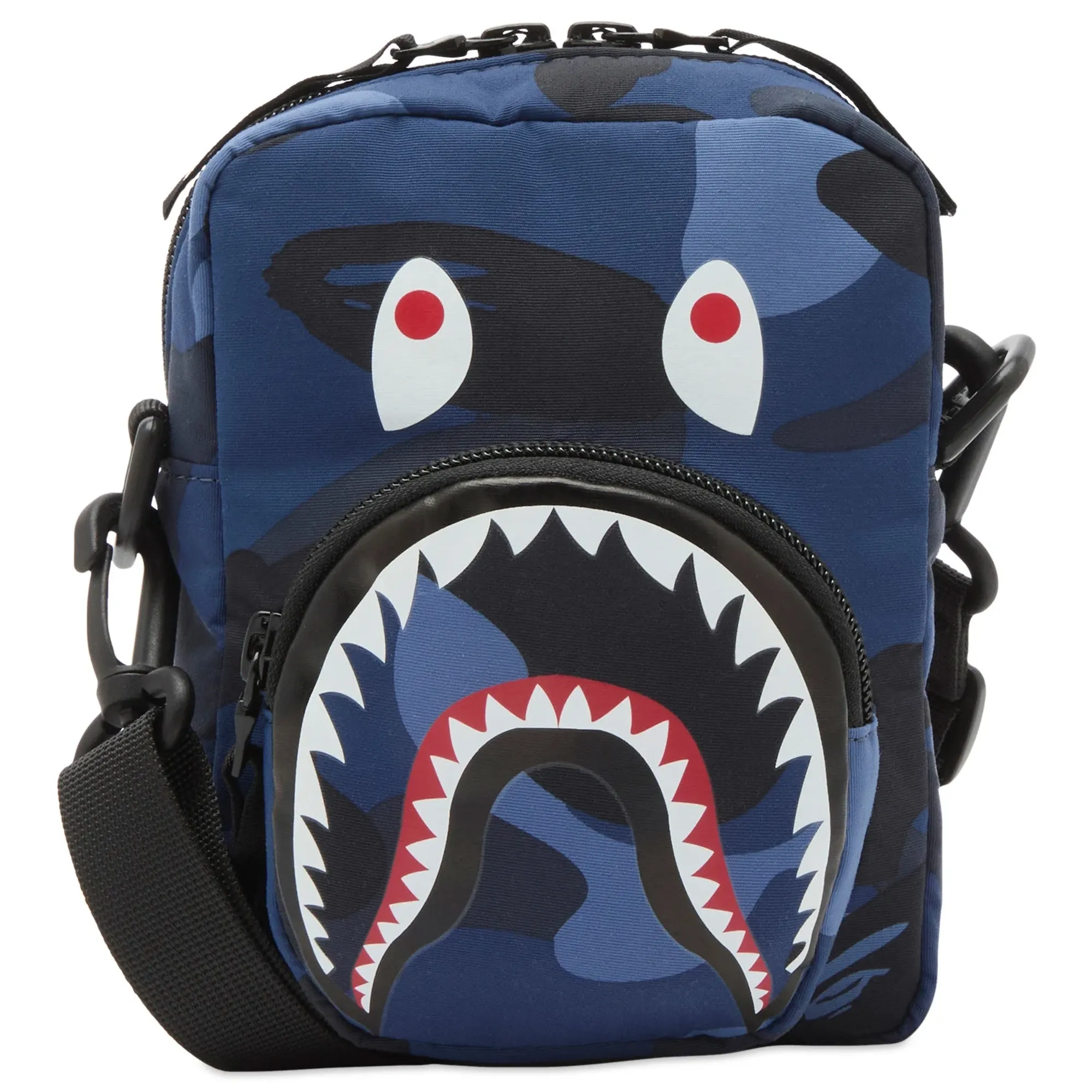 A Bathing Ape Men's Colour Camo Shark Mini Bag Navy