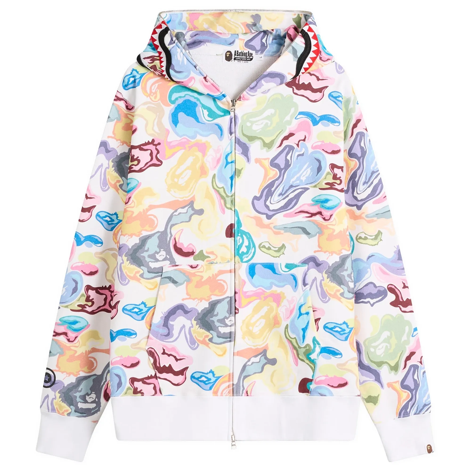 A Bathing Ape Men's Art Camo Shark Zip Hoodie White