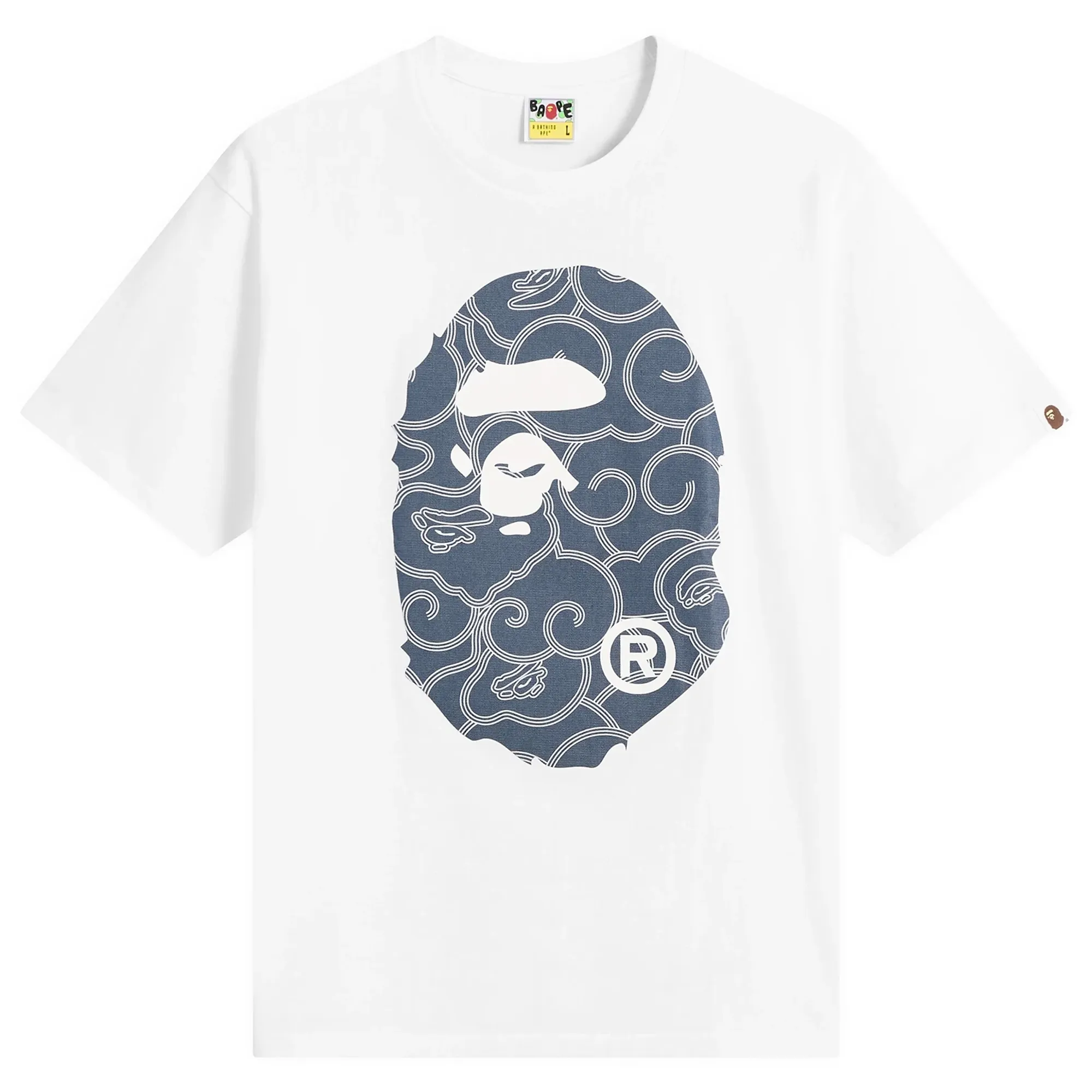 A Bathing Ape Men's Japanese Cloud Camo Big Ape Head T-Shirt White