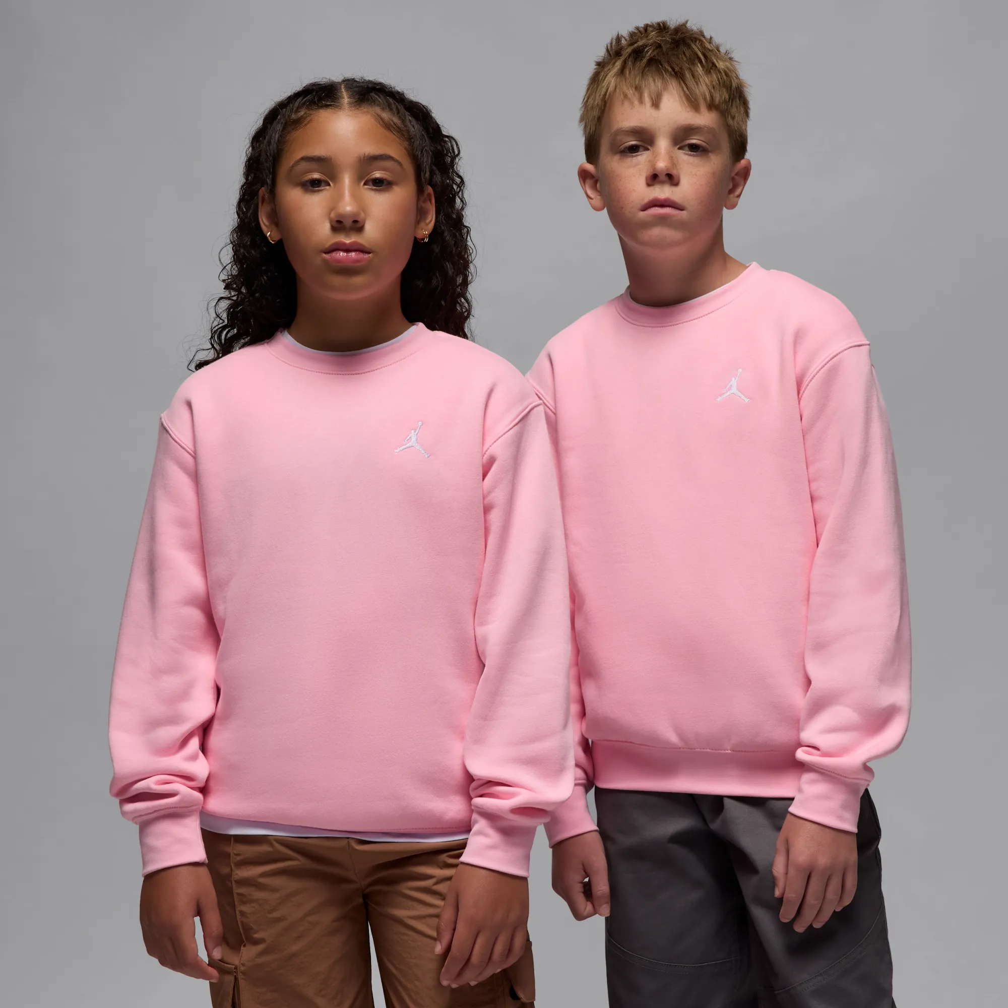 Nike Jordan Brooklyn Fleece Older Kids' Crew Top - Pink - Cotton/Polyester