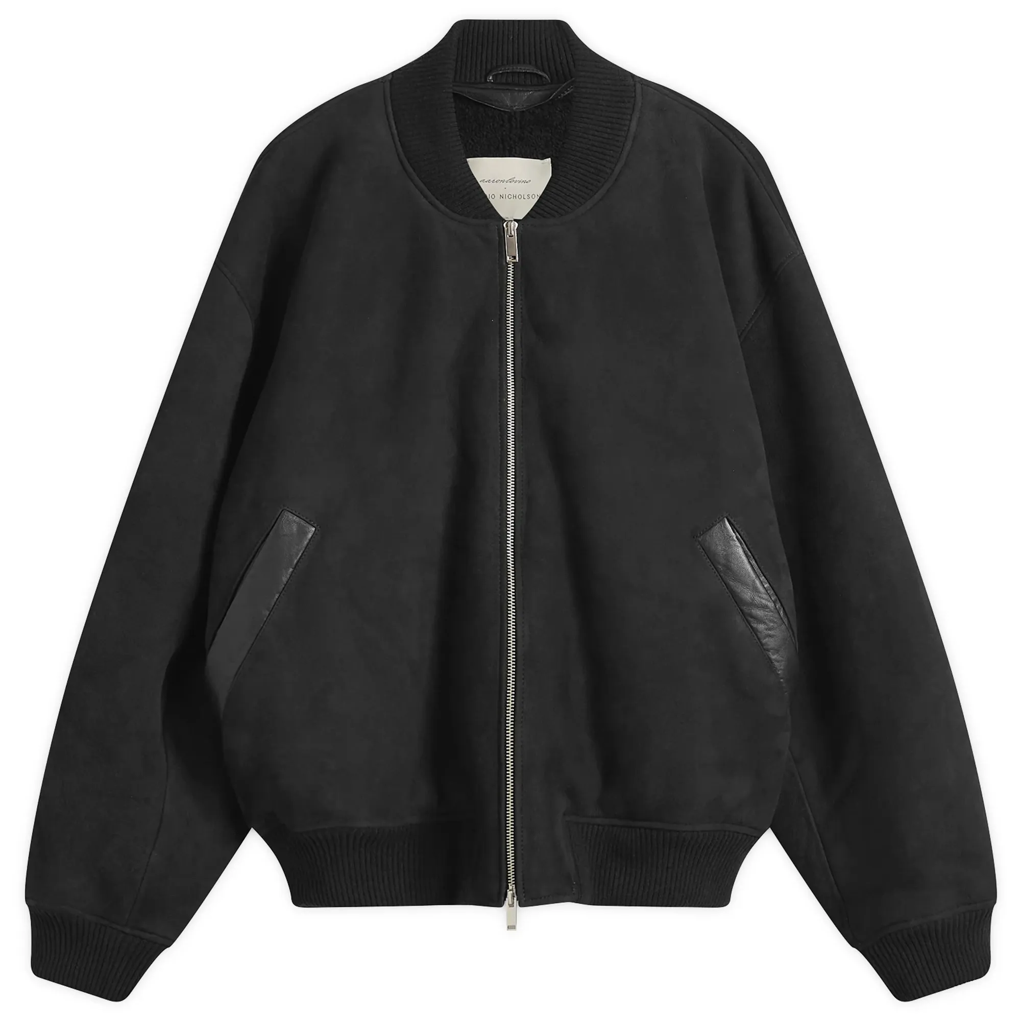 Studio Nicholson Men's Shearling Leather Bomber Jacket Black