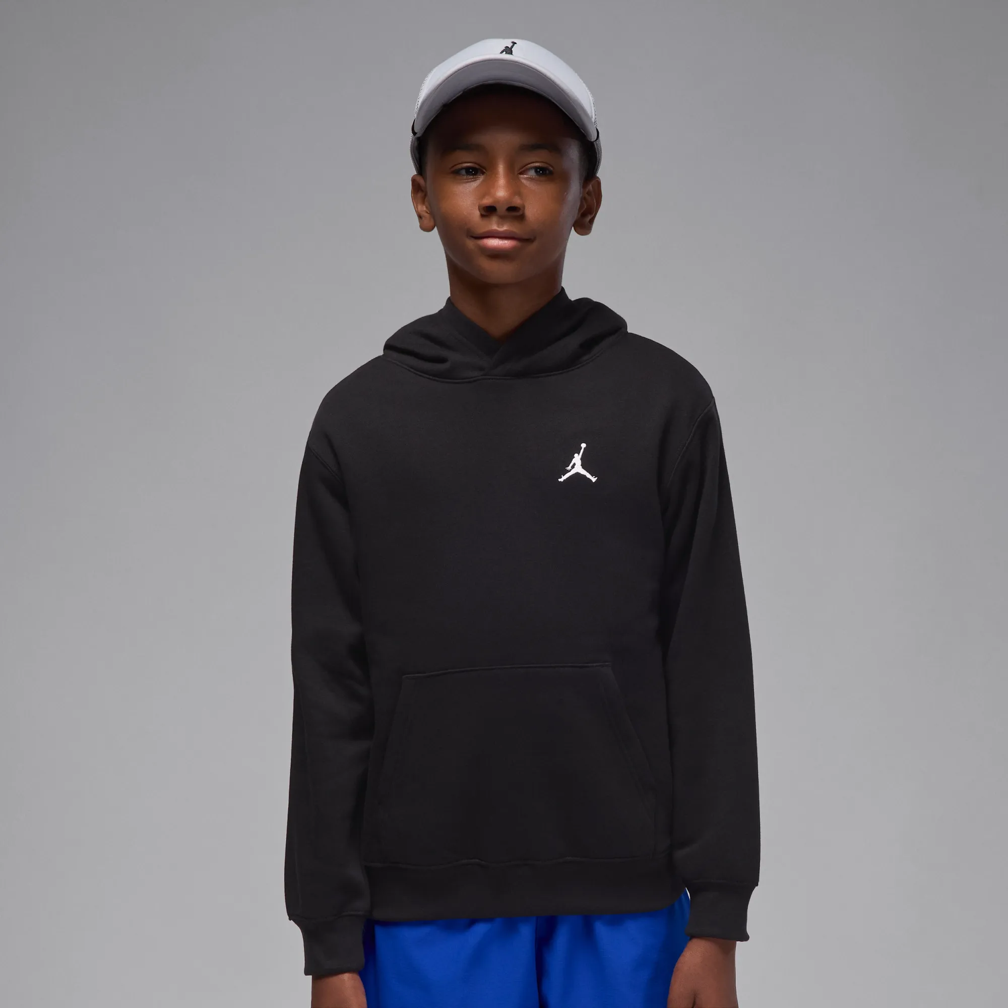 Nike Jordan Brooklyn Fleece Older Kids' Pullover Hoodie - Black - Cotton