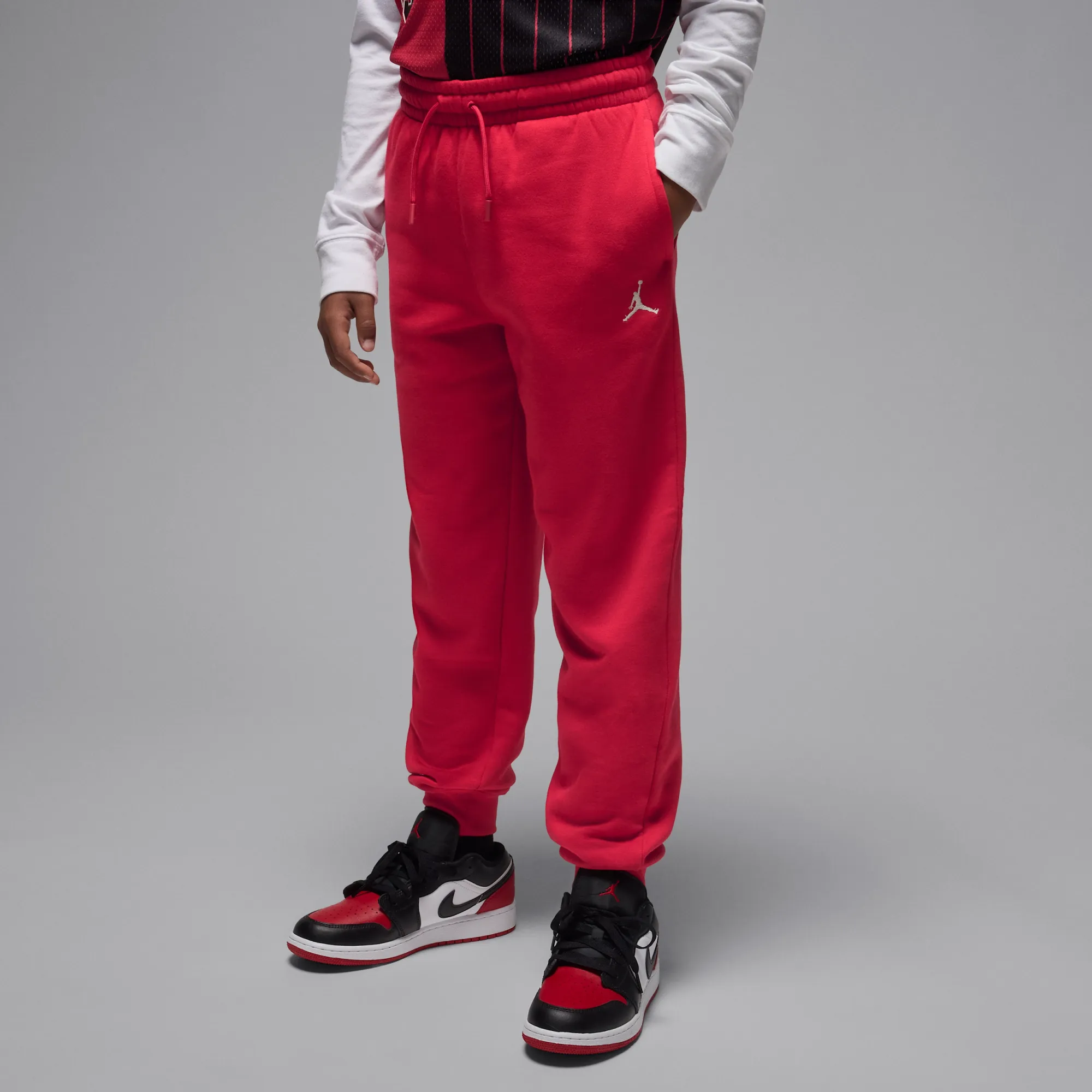 Nike Jordan Brooklyn Fleece Older Kids' Trousers - Red - Polyester/Cotton