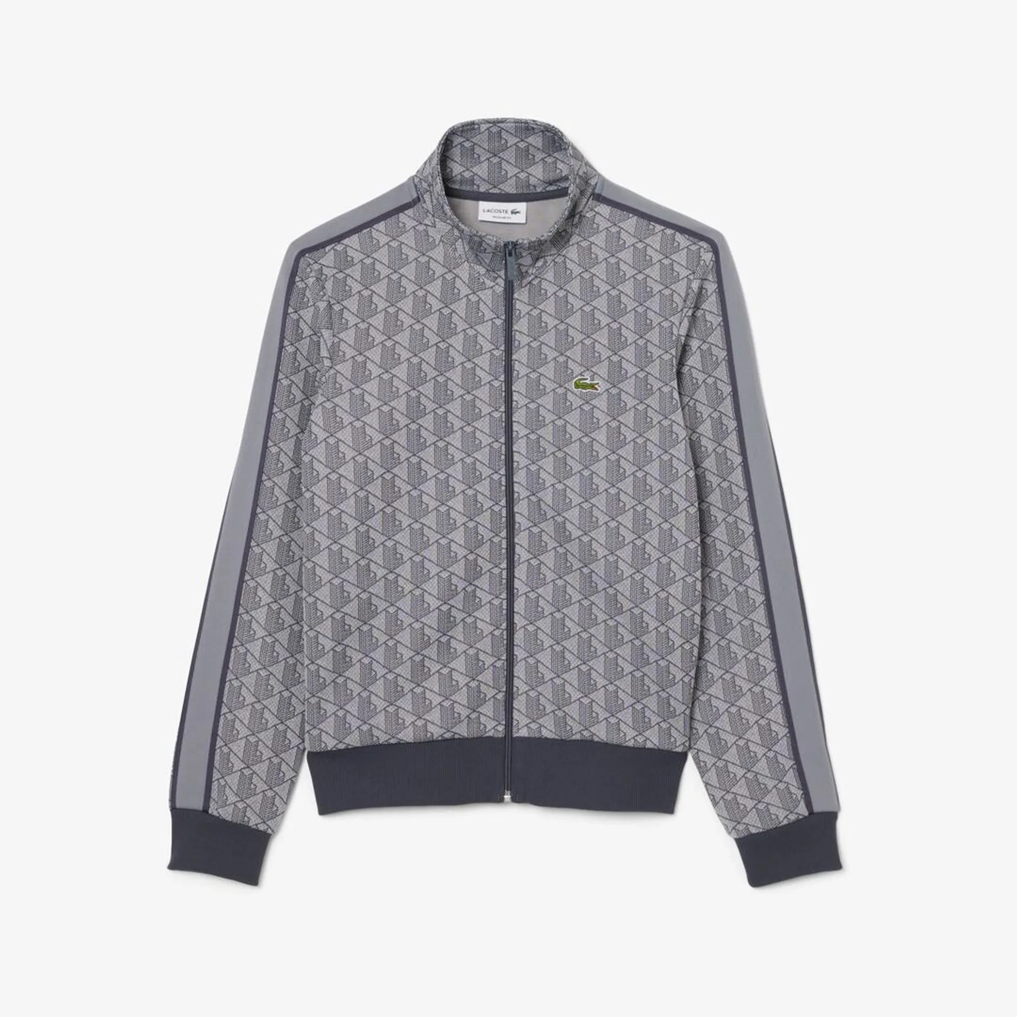 Lacoste Paris Zip-Up Jacquard Track Jacket - Gris Clair / Gris Fonce