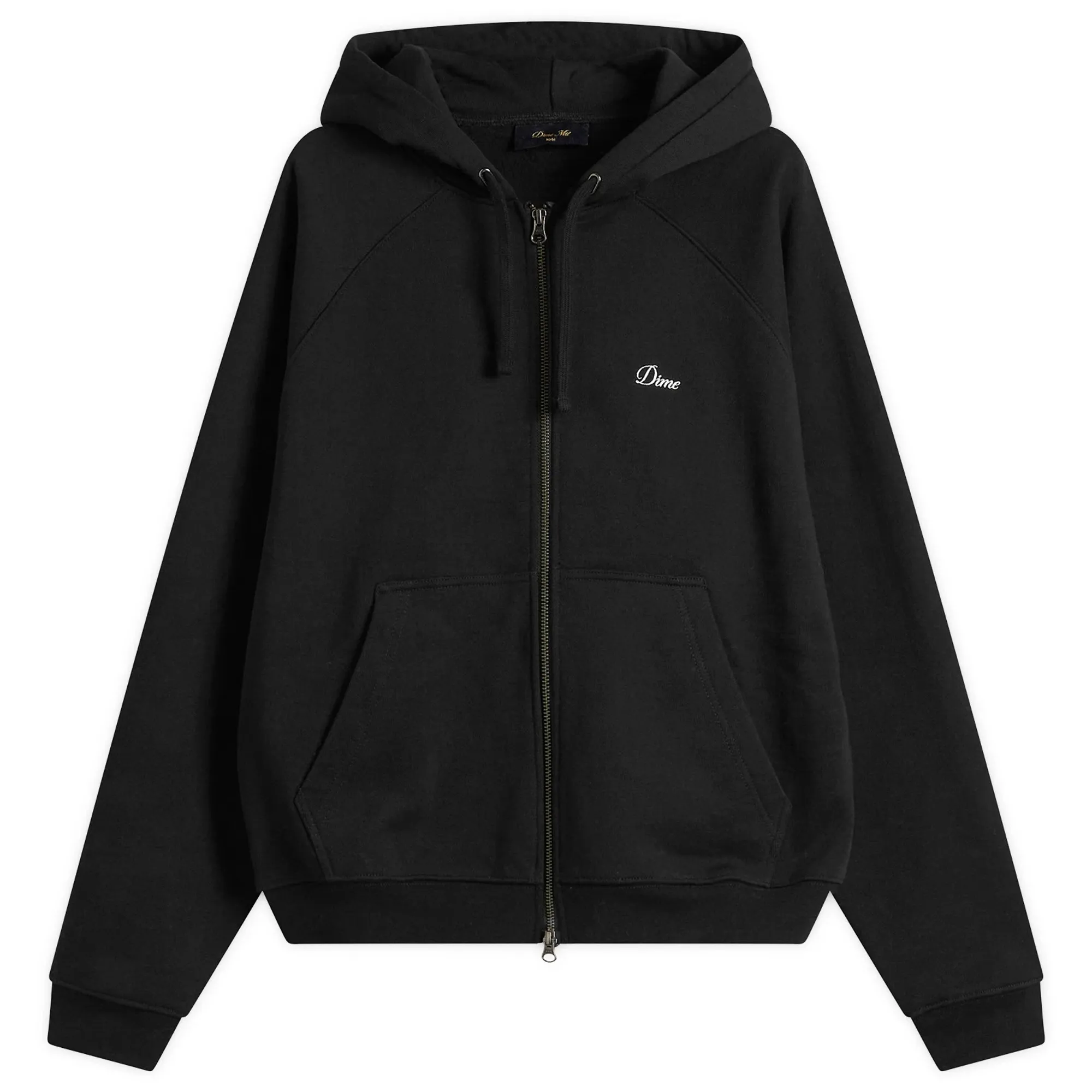 Dime Men's Cursive Small Logo Zip Hoodie Black