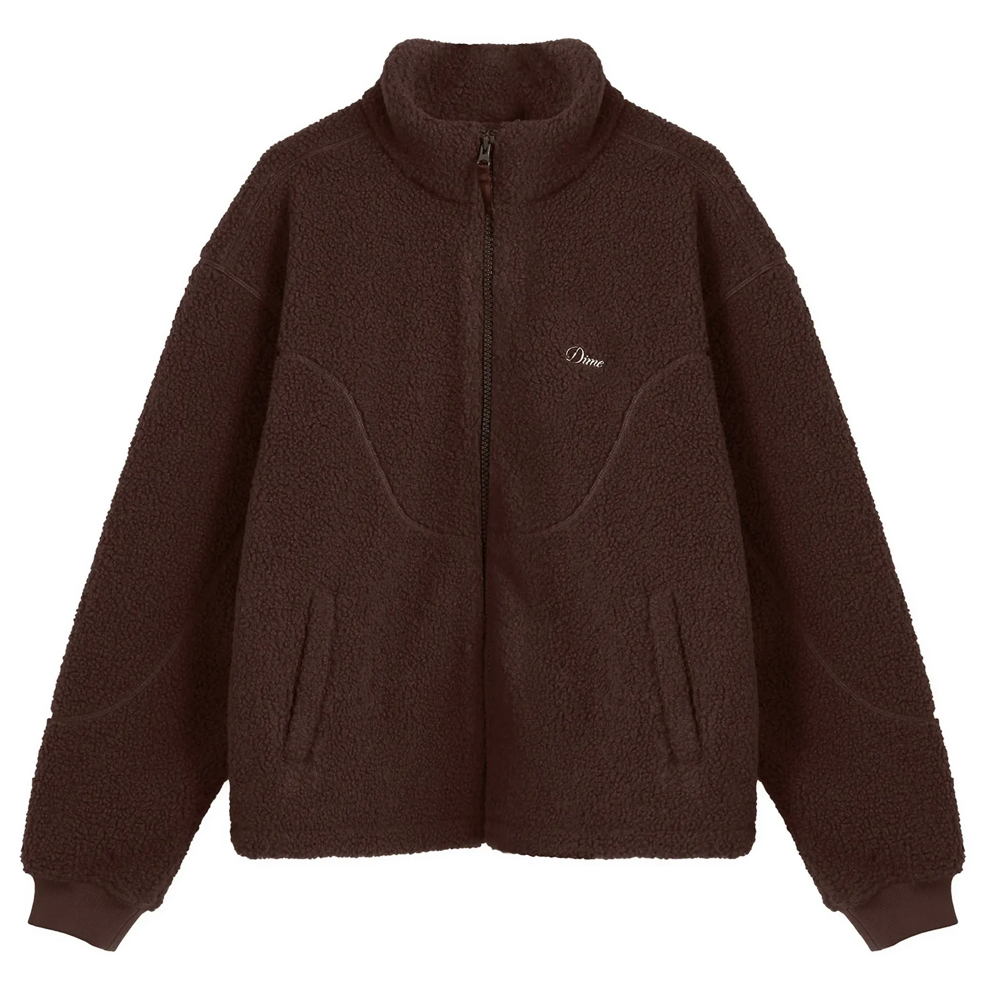 Dime Men's Polar Fleece Sherpa Zip Jacket Brown