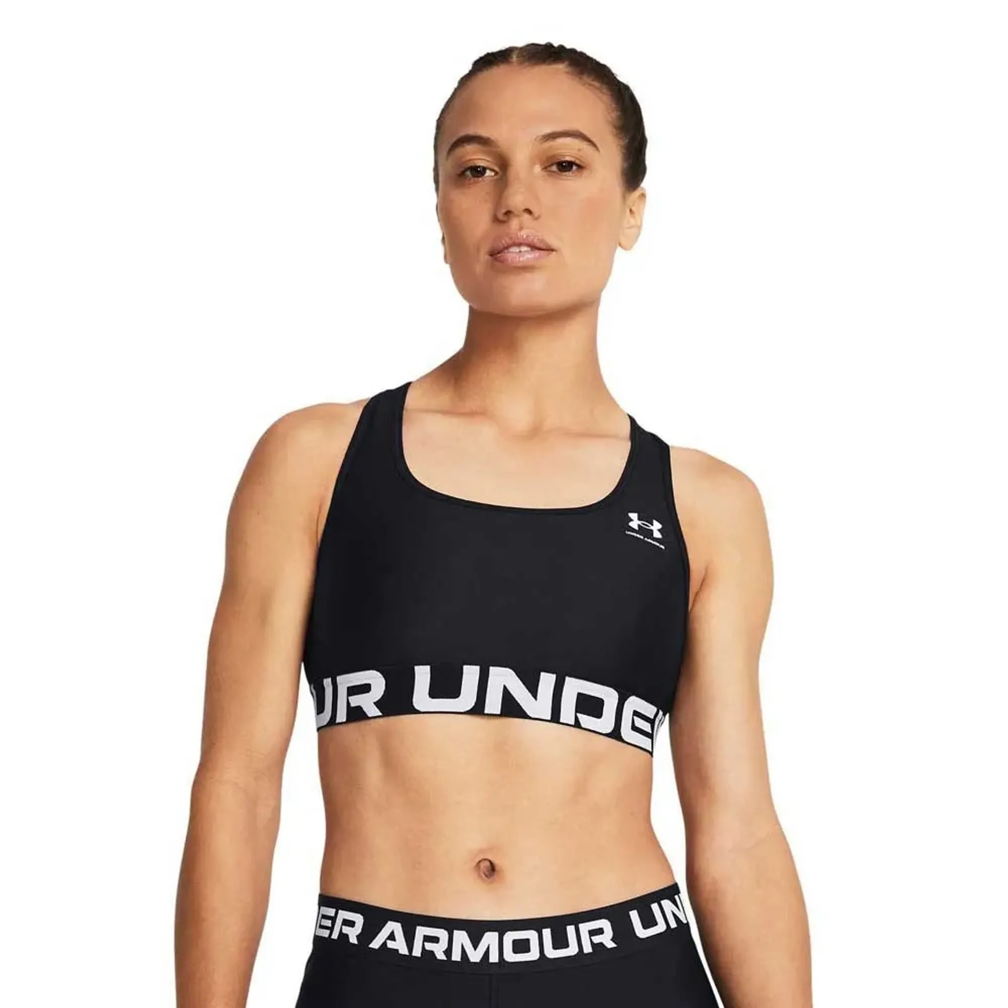 Under Armour HeatGear® Mid Branded Women's Sports Bra Black / White L