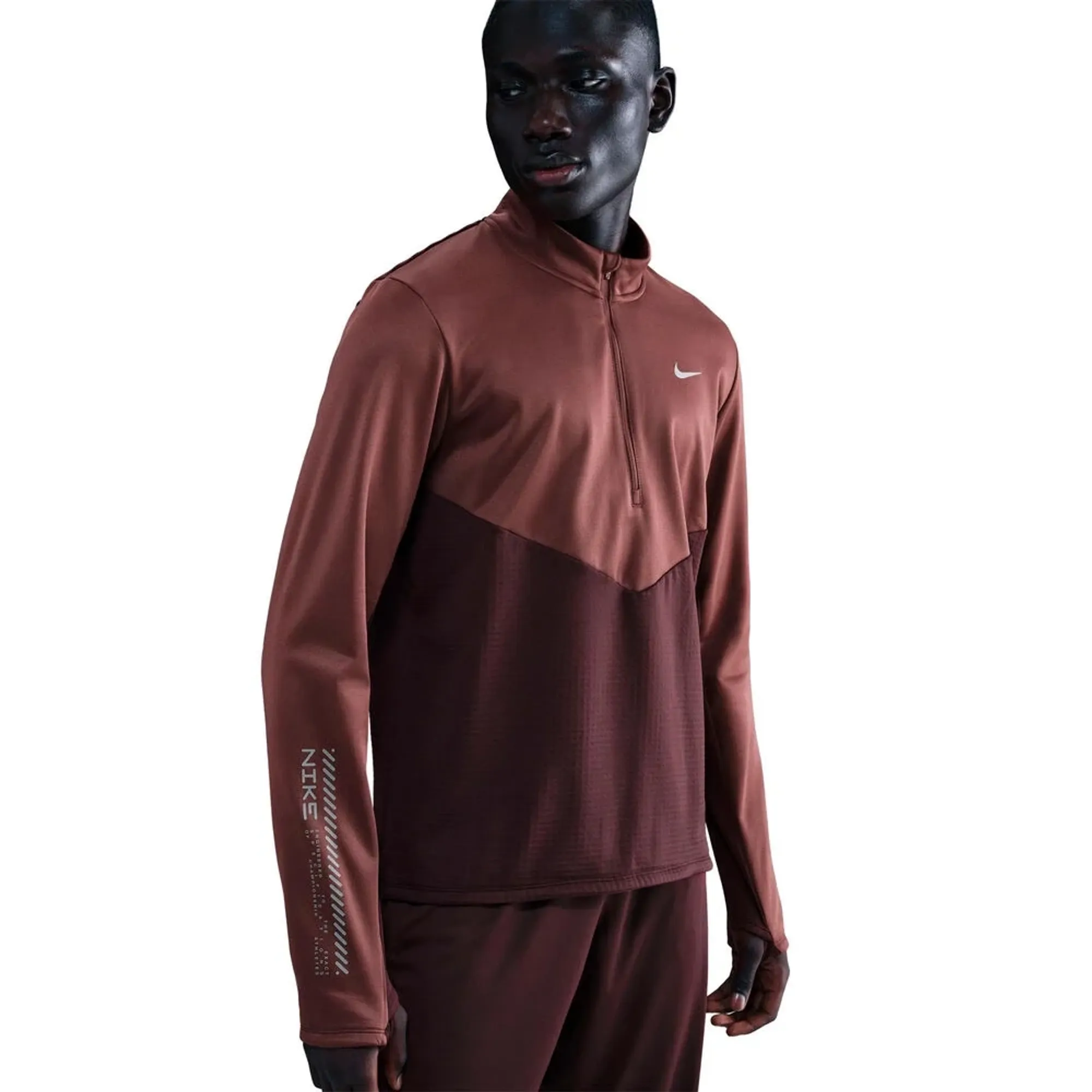 Nike Pacer Winterized Half-Zip Running Shirt Men - Dark Red, Bronze