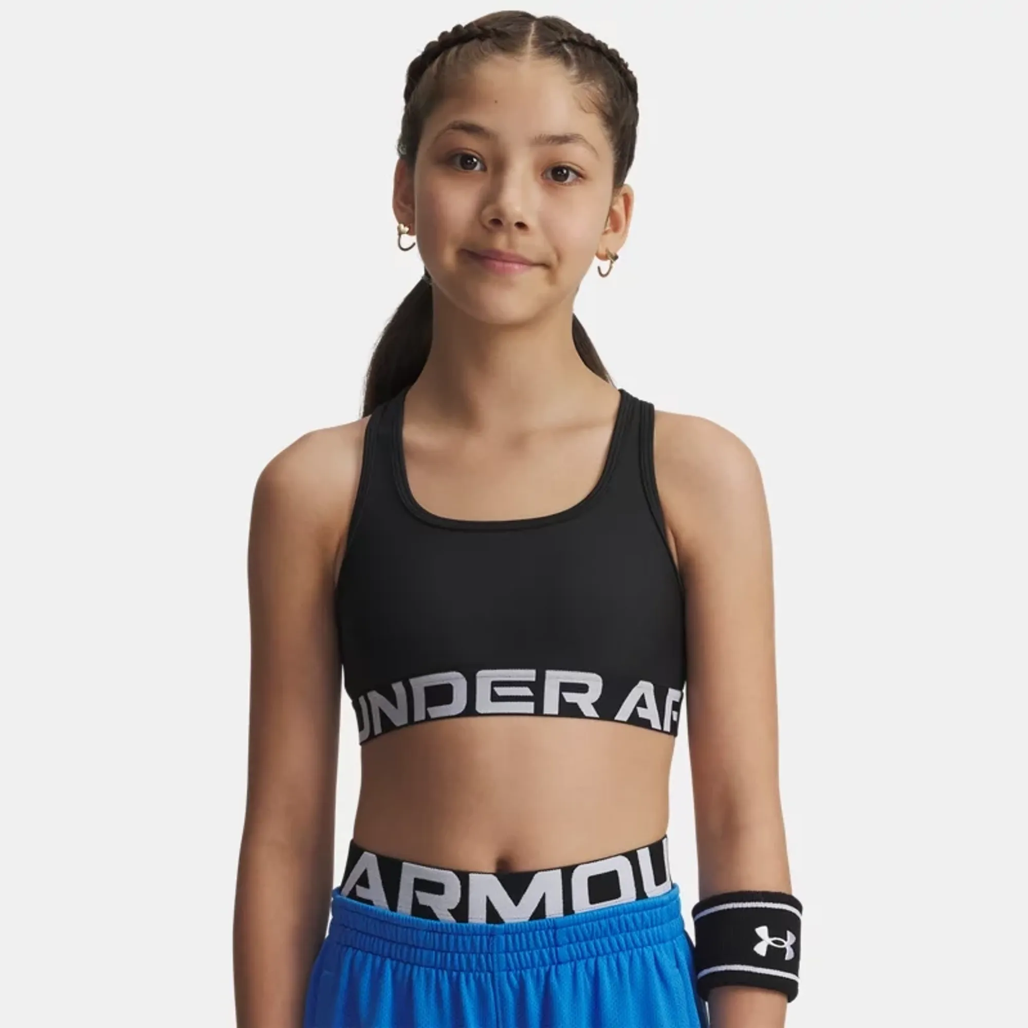 Under Armour  Crossback Girls' Sports Bra Black / White YLG (59 - 63 in)