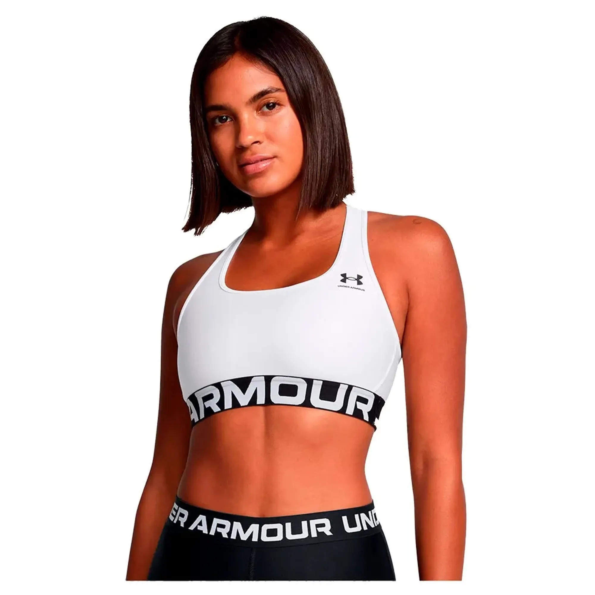 HeatGear® Mid Branded Women's Sports Bra White / Black M