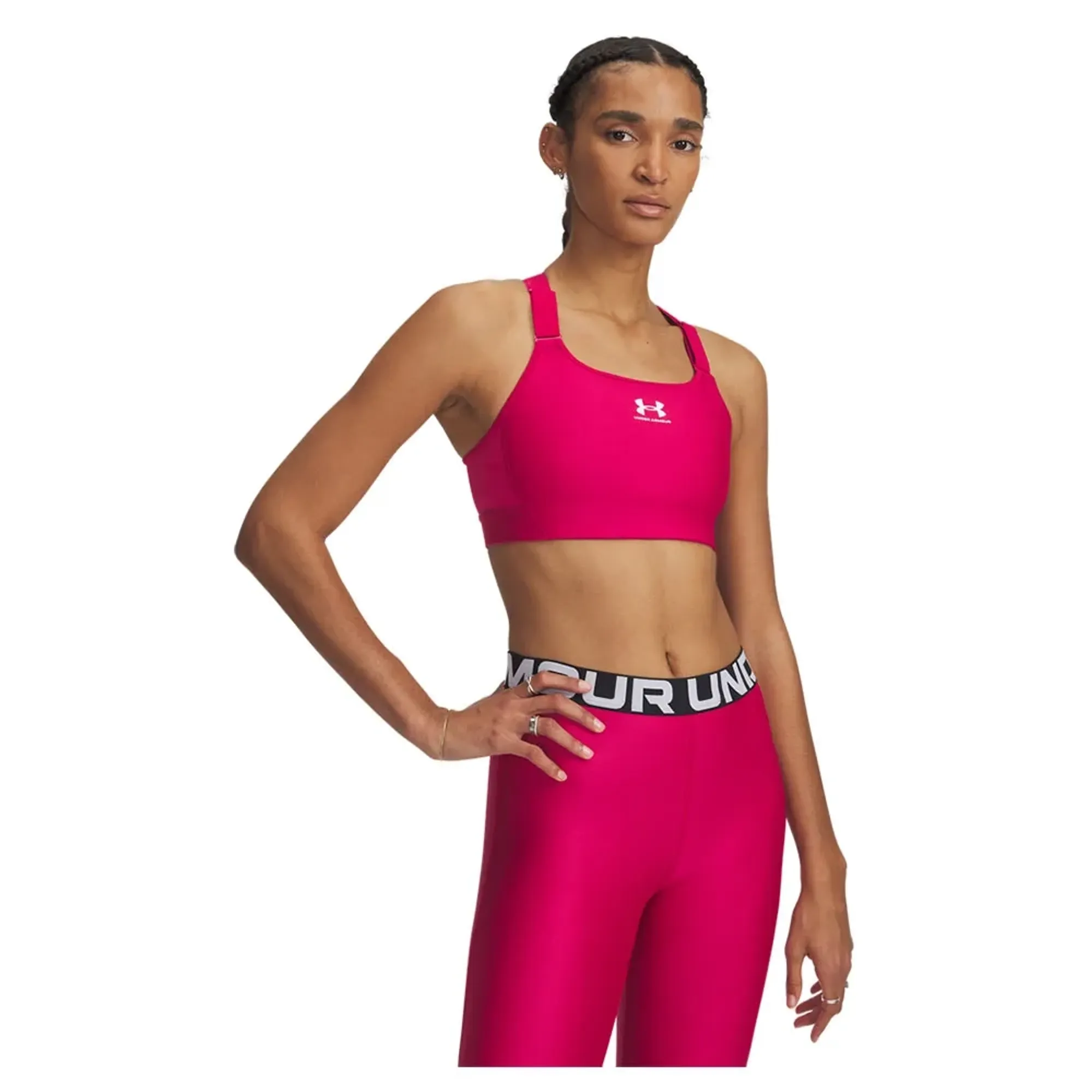HeatGear® Armour High Women's Sports Bra Shaded Fuchsia / White S