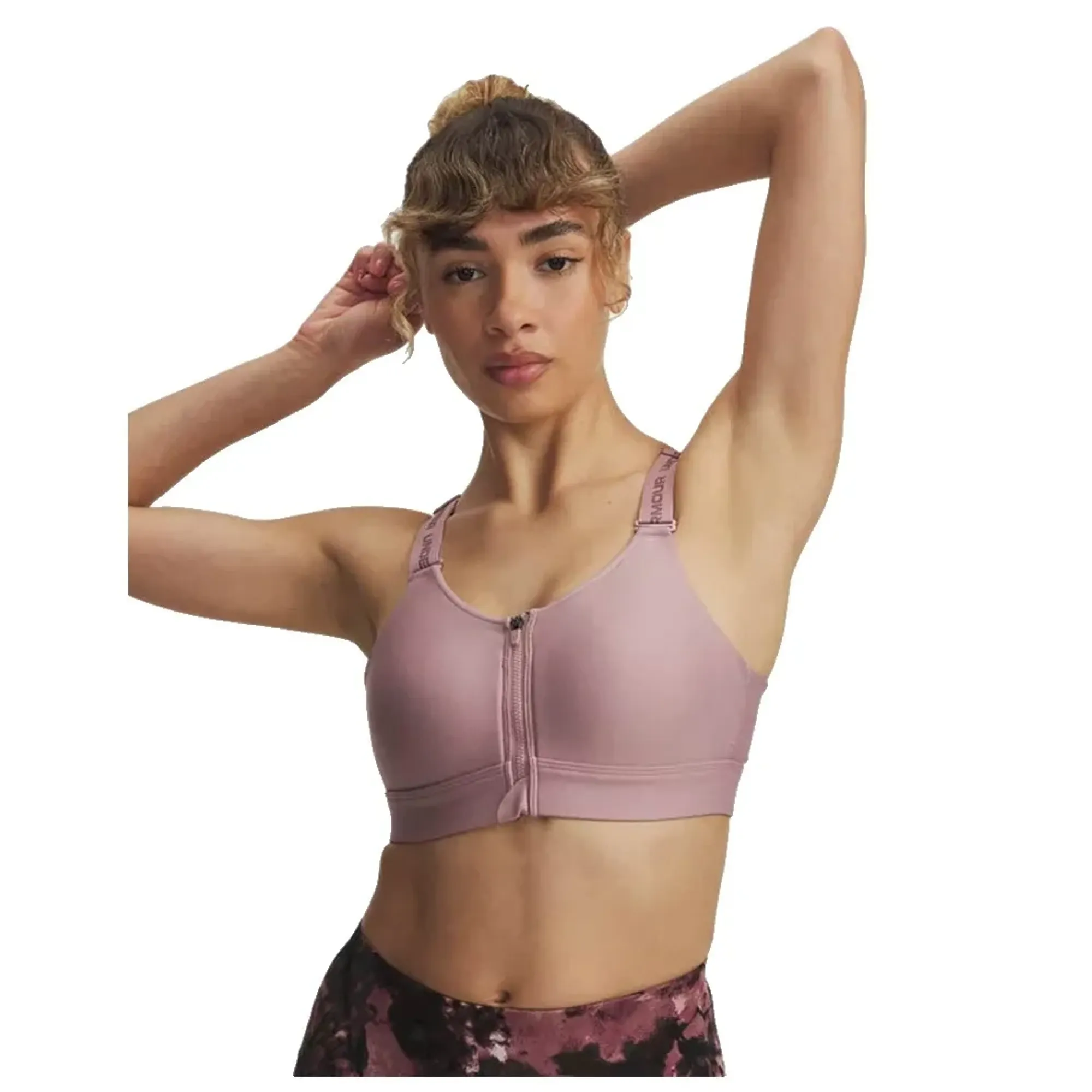 Under Armour Infinity 2.0 High Women's Zip Sports Bra Tourmaline Pink / Maroon Mist L A-C